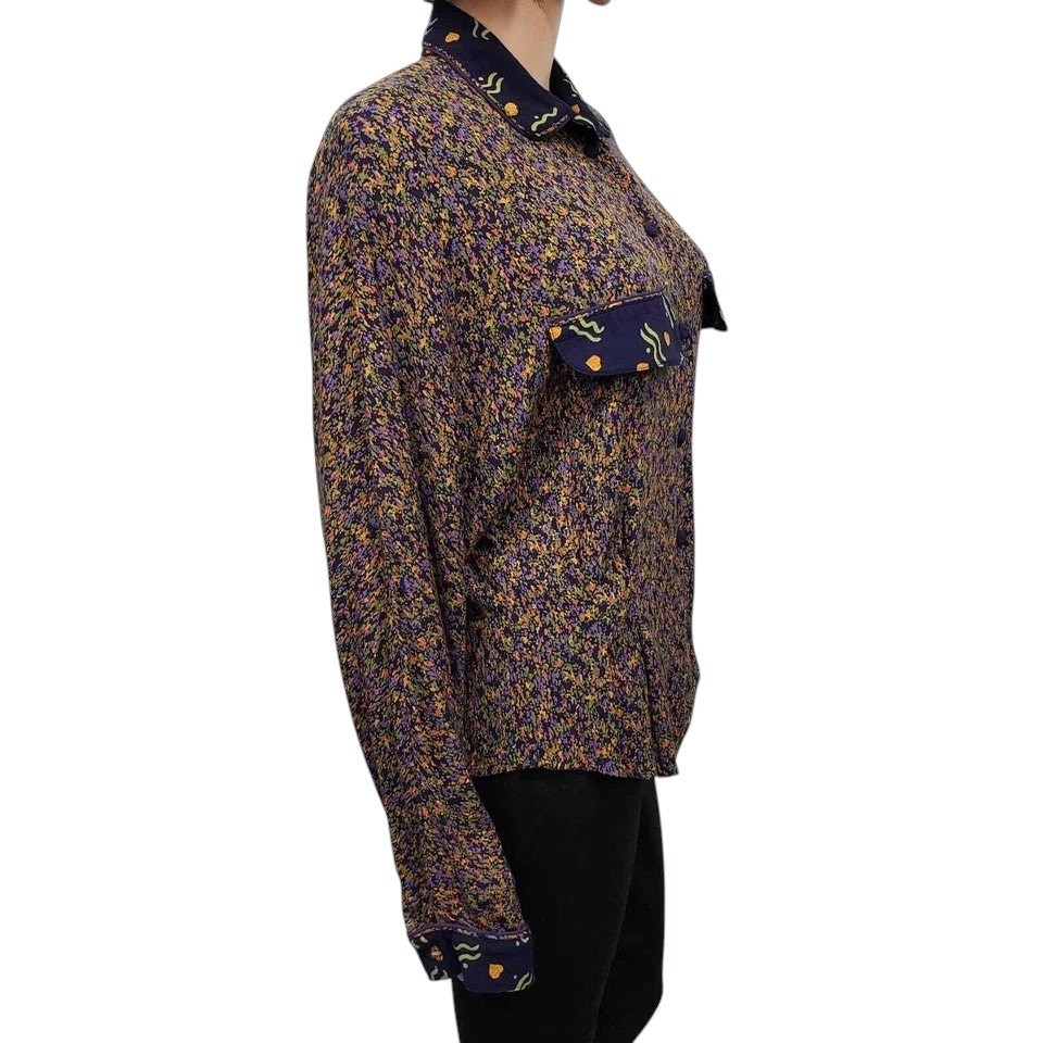 Vintage 90’s Marsha Brander for COMPONIX Abstract Floral Top Made in USA 10