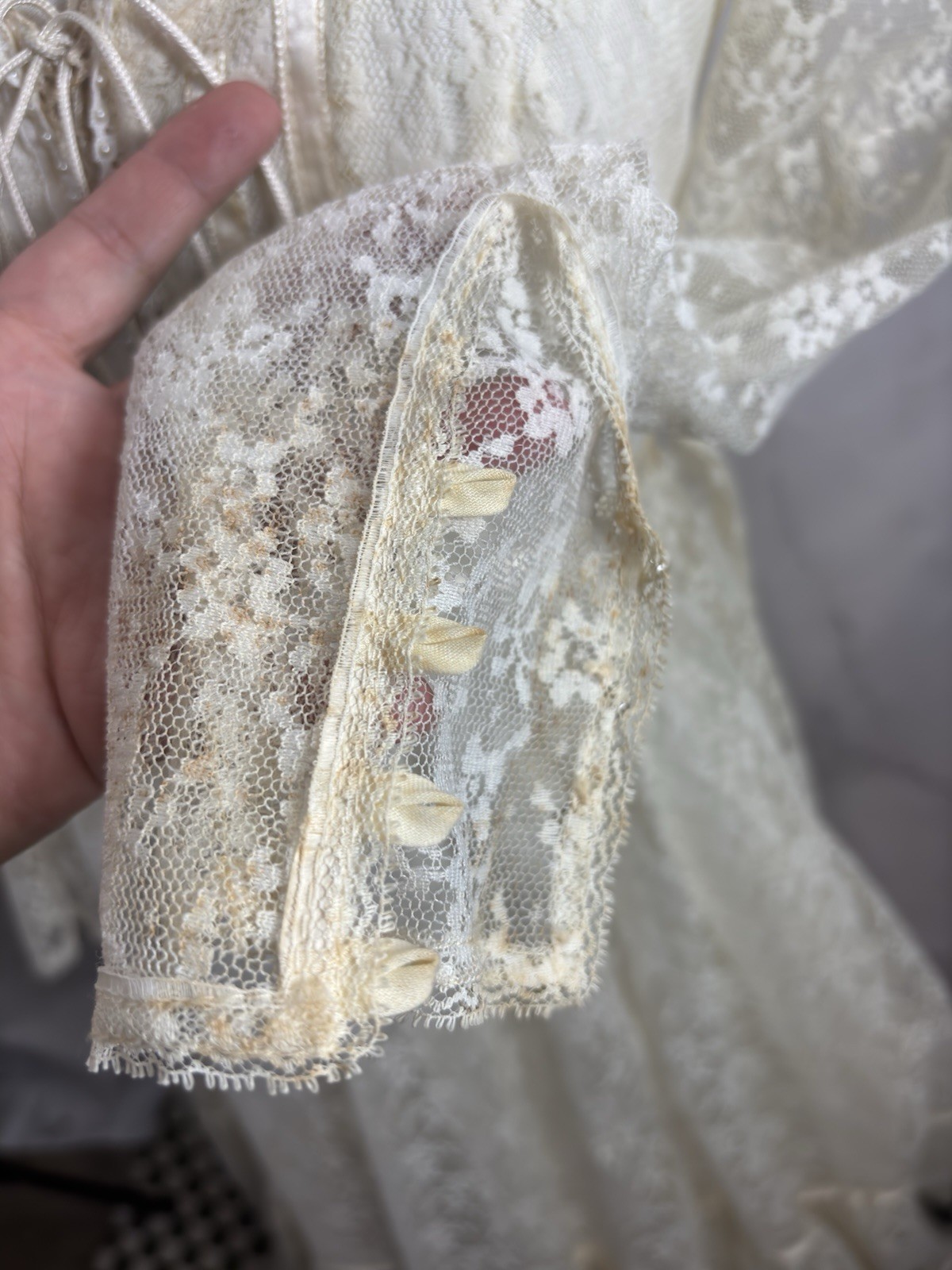 Vintage 70s Gunne Sax Romantic Renaissance Dress Bridal Maxi Cream Lace 5 Bride