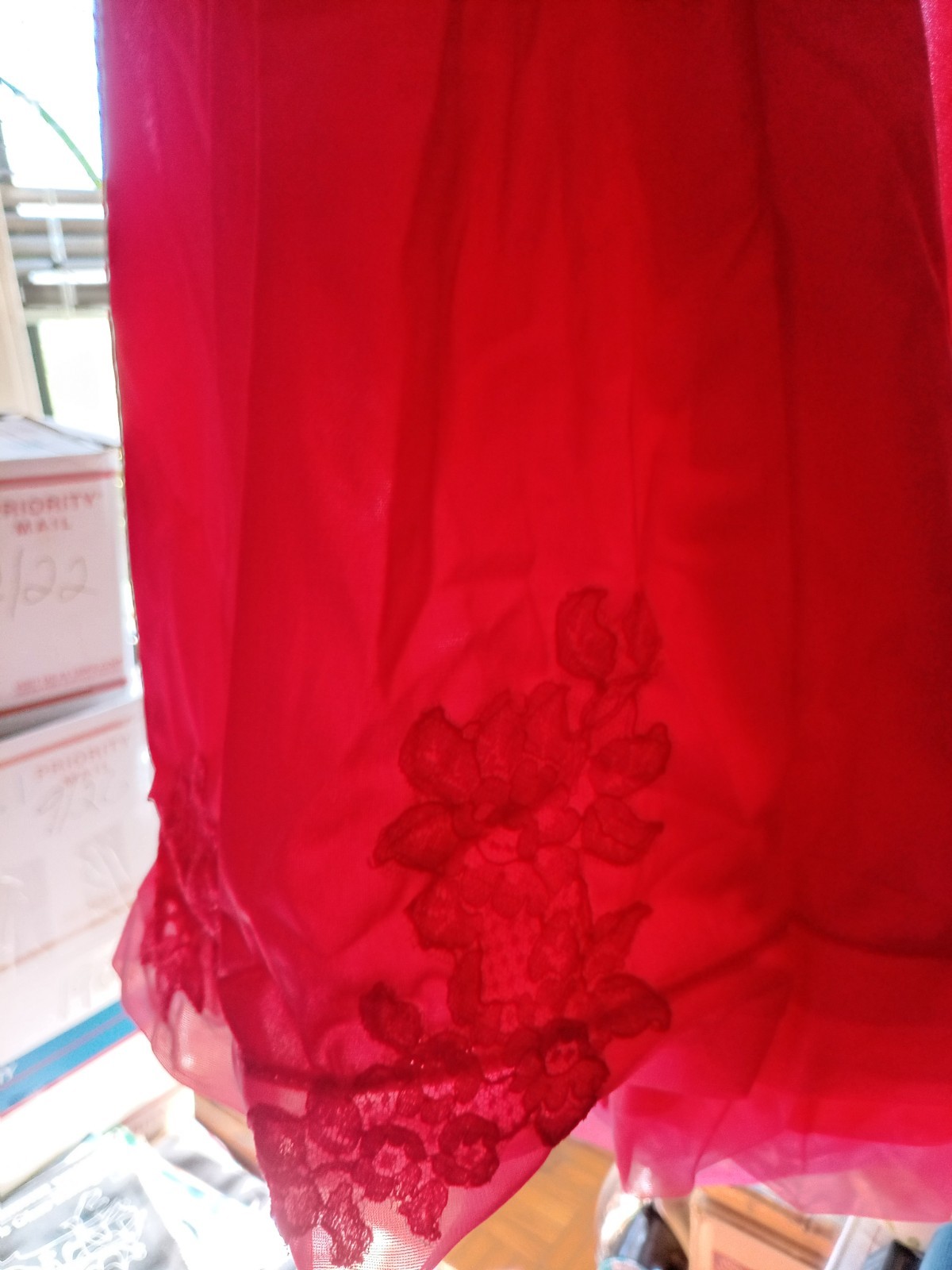 Suavette 50’s Vintage Van Raalte All Nylon Half Slip Red Lace Chiffon Skirt