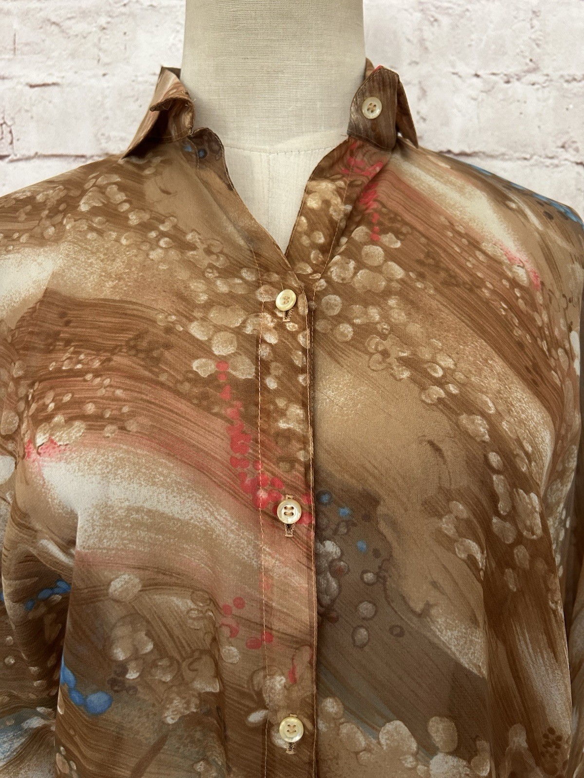 Stuart Lang Blouse 5/6 Vintage 80s Secretary Sheer