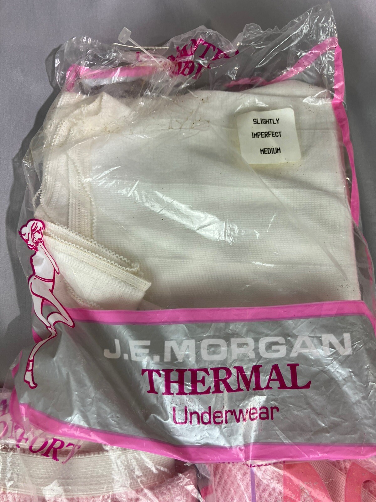 Vtg Womens JE MORGAN Thermal Ankle Length Pants Lot Of 3 Pink White Size M *READ