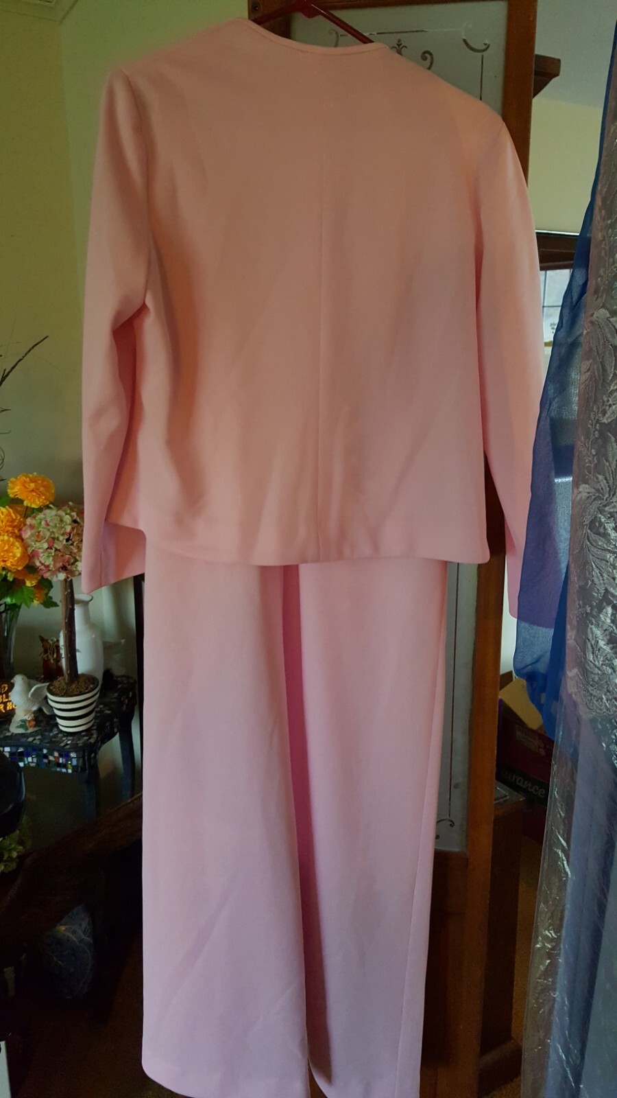 1970s Jerrie Lurie Womens Pink Polyester Long Formal Sleeveless Dress w/ Jacket