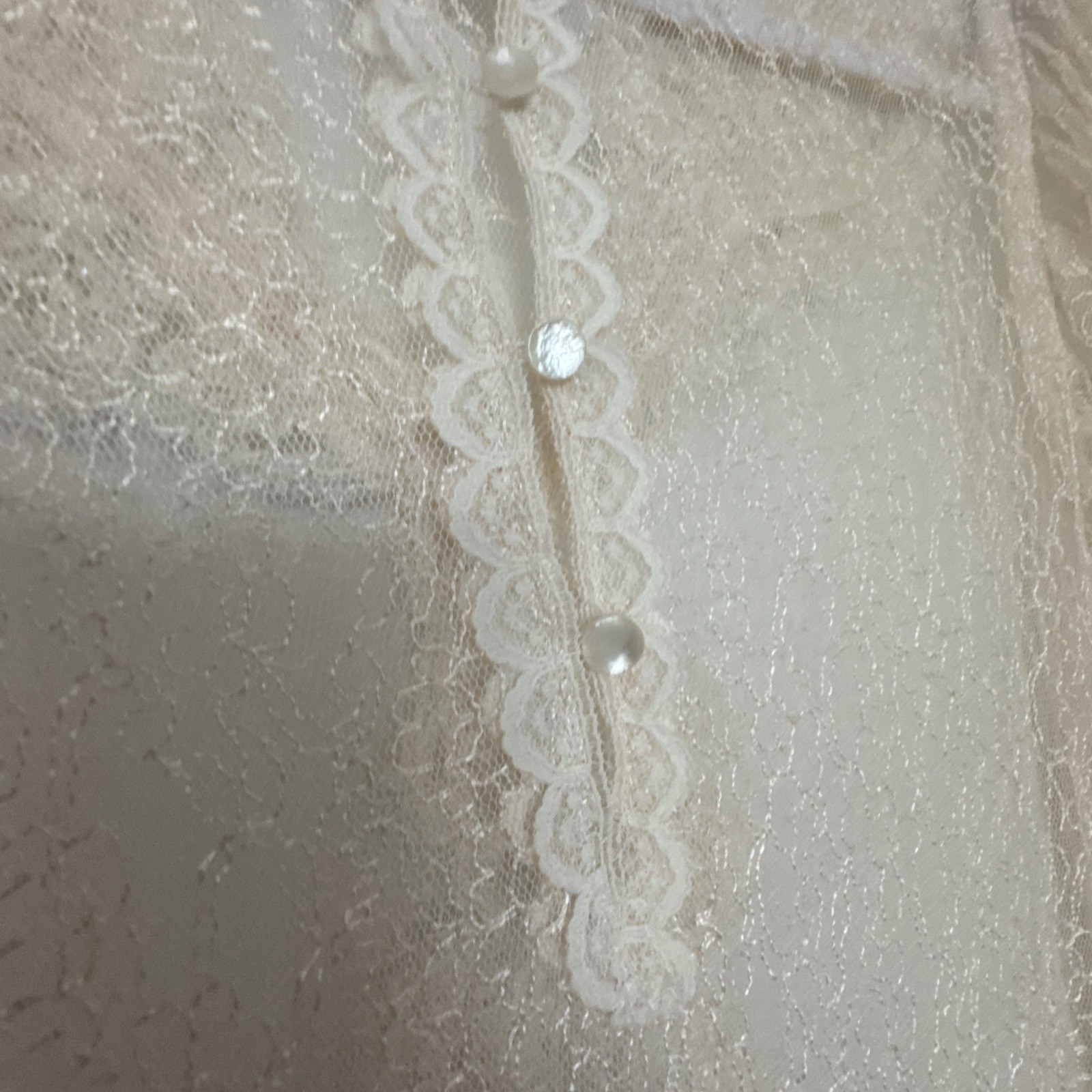 VTG Lorrie Kabala Lace Victorian Pearl Puff Sleeve Drop Waist Mermaid Dress 14
