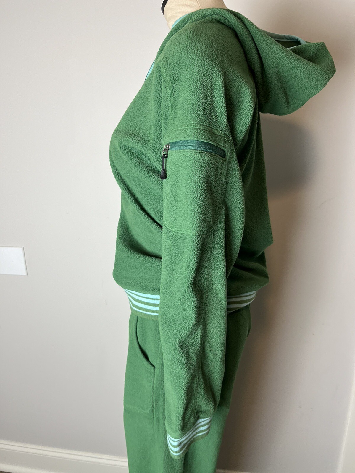 Vintage Patagonia Rhythm Fleece Hoodie Pant Set Small Green Blue Y2K Rare HTF