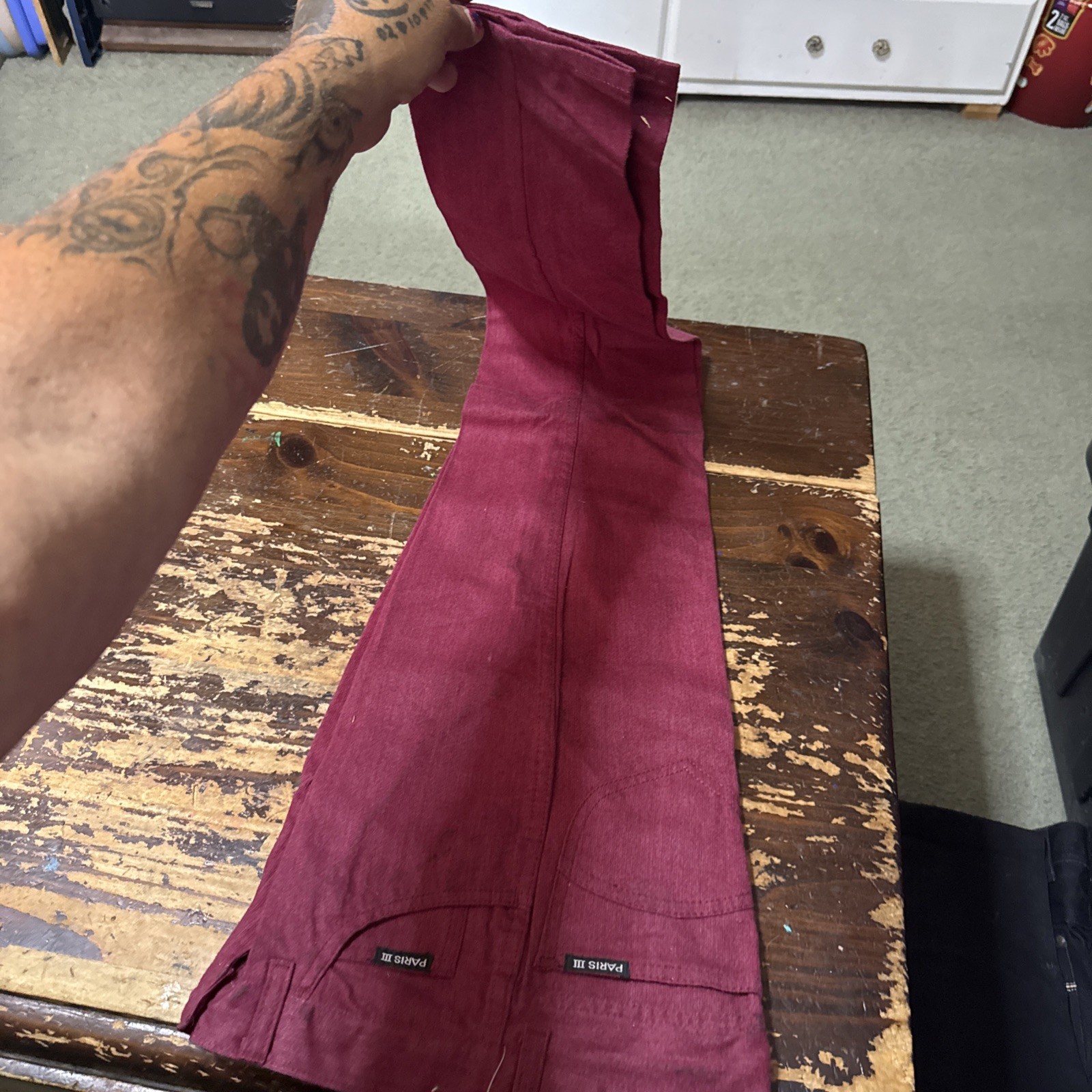 VTG 70’s 80’s PARIS 111 DEADSTOCK DENIM JEANS MAROON DEEP RED W/ TAGS SIZE 3 NOS