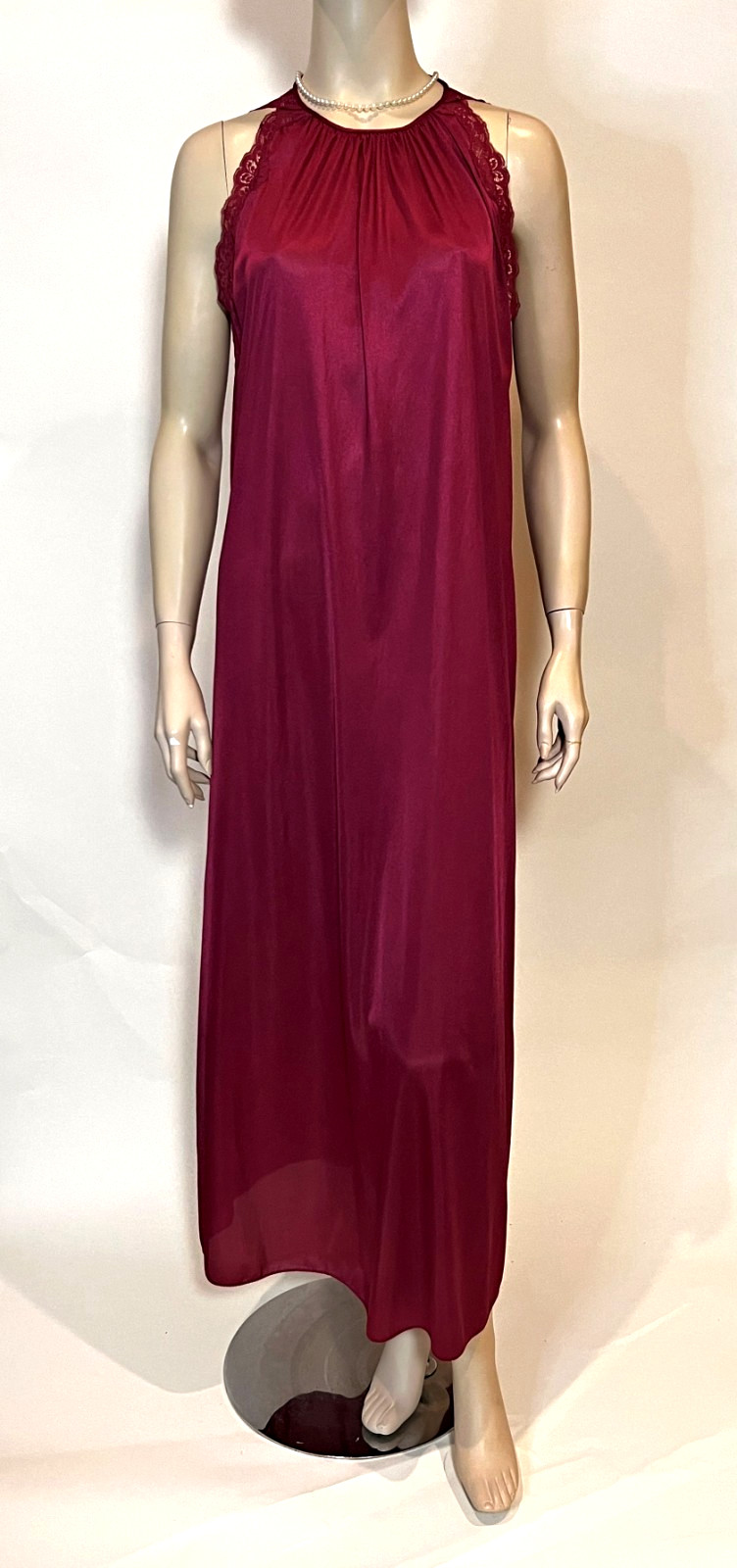 Vintage Sears The Fashion Place 70’s nightgown Maroon 72″ bottom sweep Medium