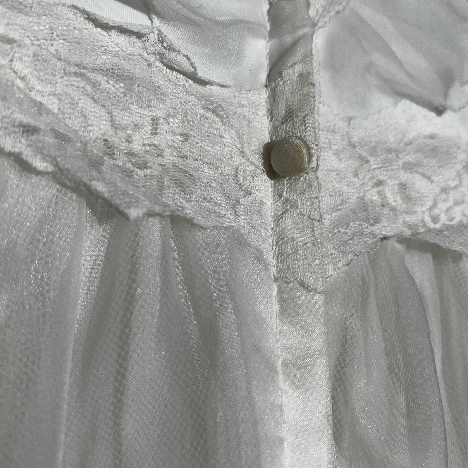 Vintage 1970s Bridal Originals White Cottagecore Wedding Dress Ruffle Lace Small