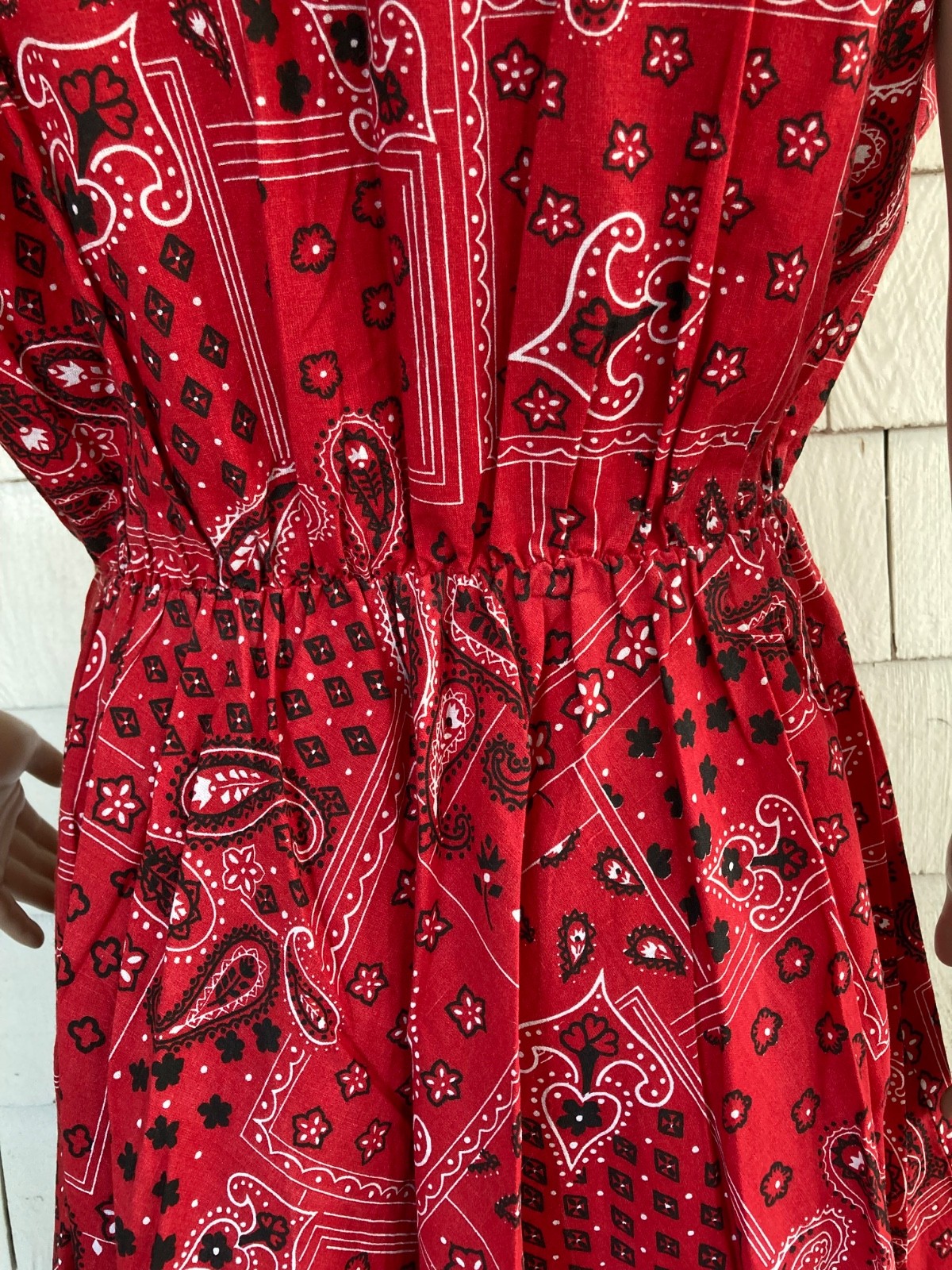 Vintage Boho Cottagecore 1960s-70s Bandana Print Summer Dress Size Small