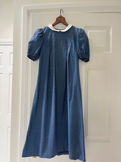 Vintage Jane Schaffhausen Belle France Blue Floral Dress, Size 6, cotton