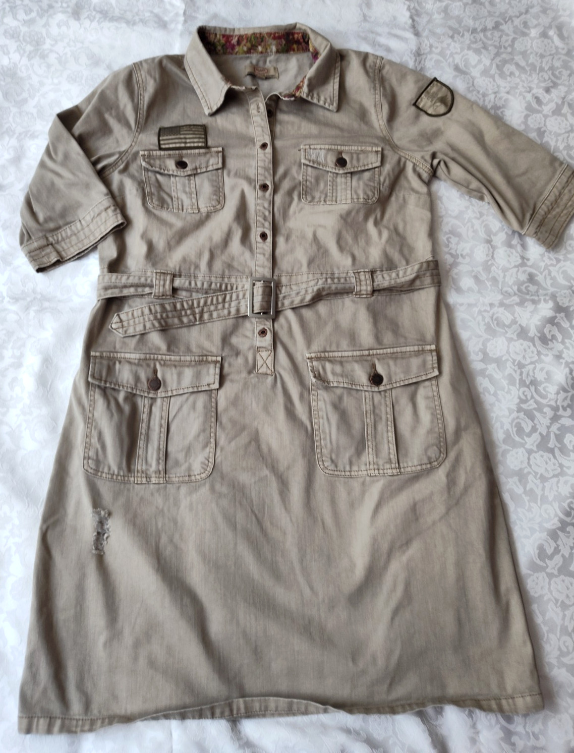VTG Red Jeans NYC Premium Vintage Comfort Dress Size XXL Military Style Belted
