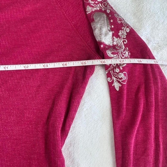 LEI pink rhinestone graphic babydoll henley top y2k vintage fairy mcbling