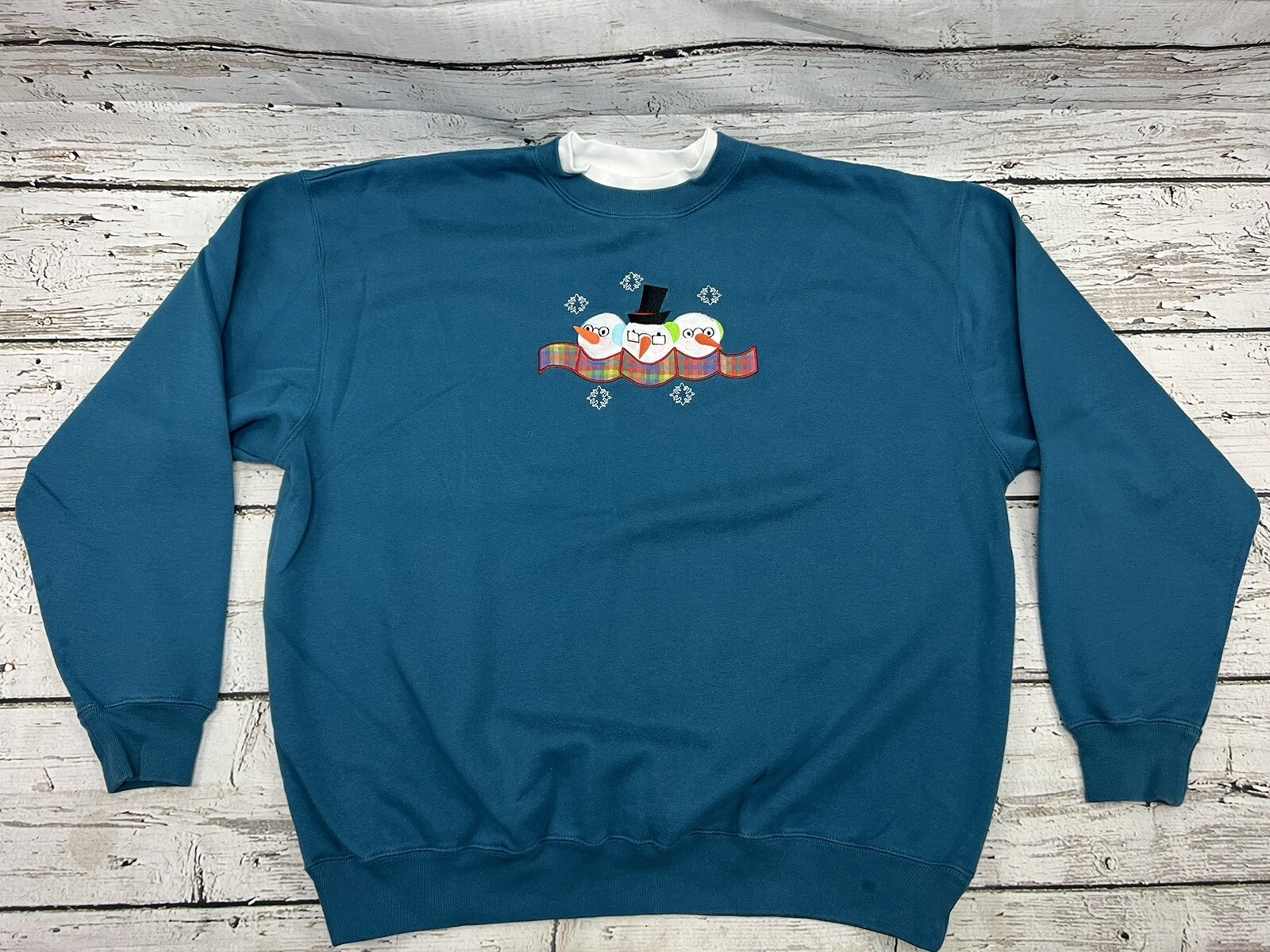 VTG Snowman & Friends Embroidered M&C Sportswear Women’s Crewneck Sweatshirt XL