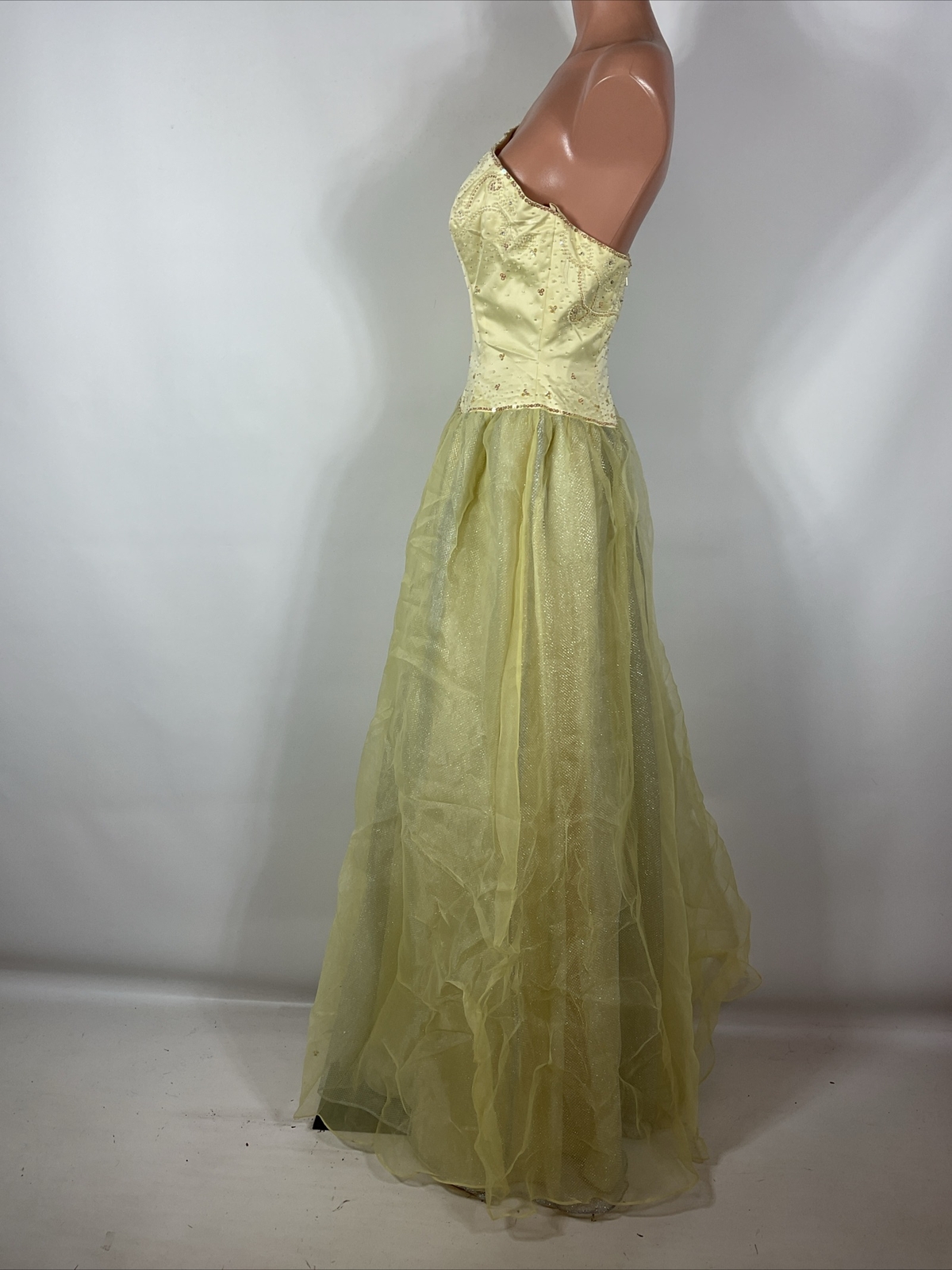 NWT Mike Benet Formals Sz 8 Yellow Dress Gown Pageant Cinderella Corset Prom NEW