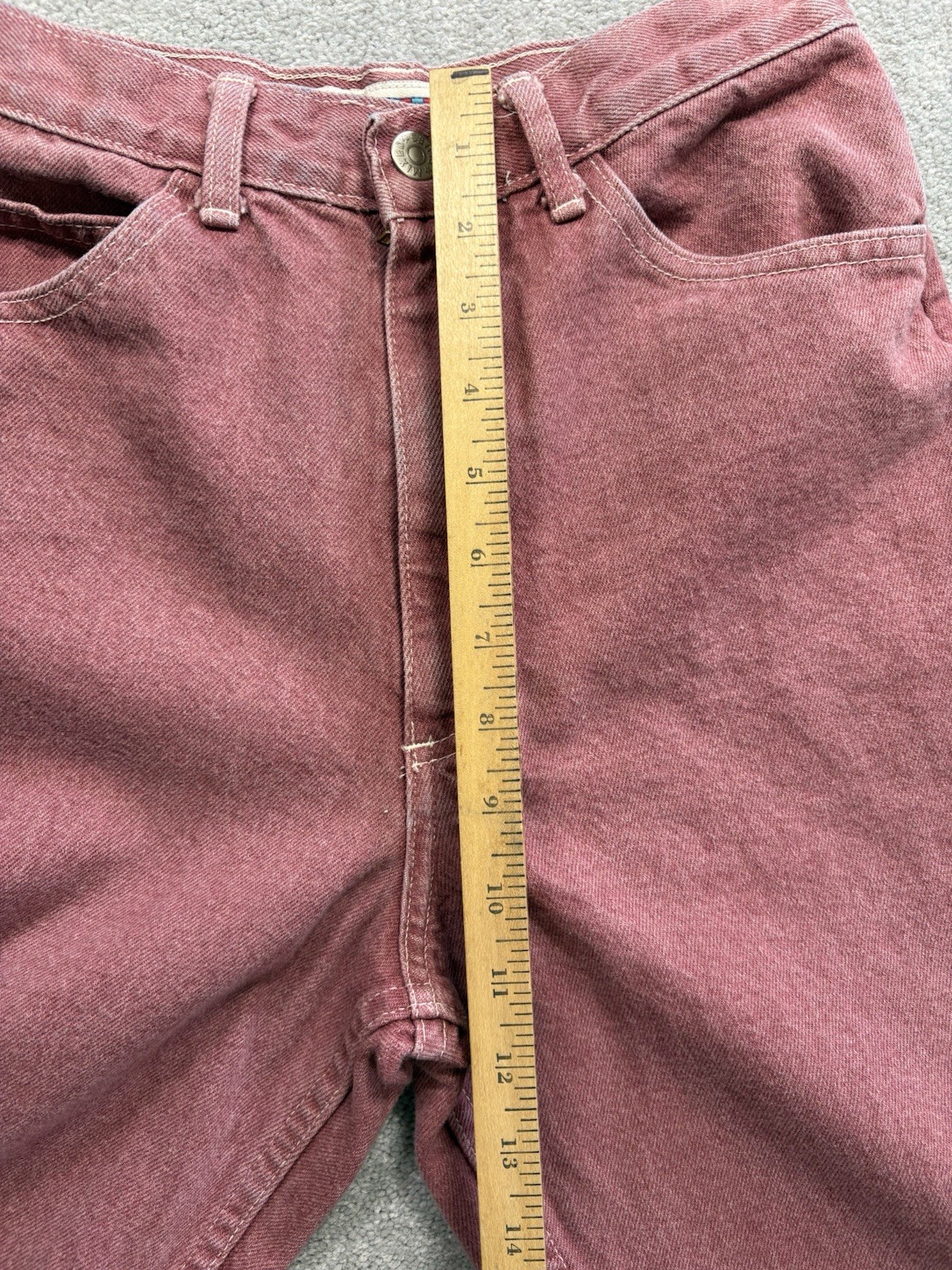 80s Mixed Blues High Waisted Denim Jeans Vintage Made in USA Size 9 Red