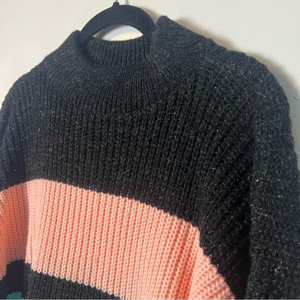 Arielle VTG Colorblock Stripe Lurex Mock Neck Sweater Deadstock 80s NWT – Sz. M