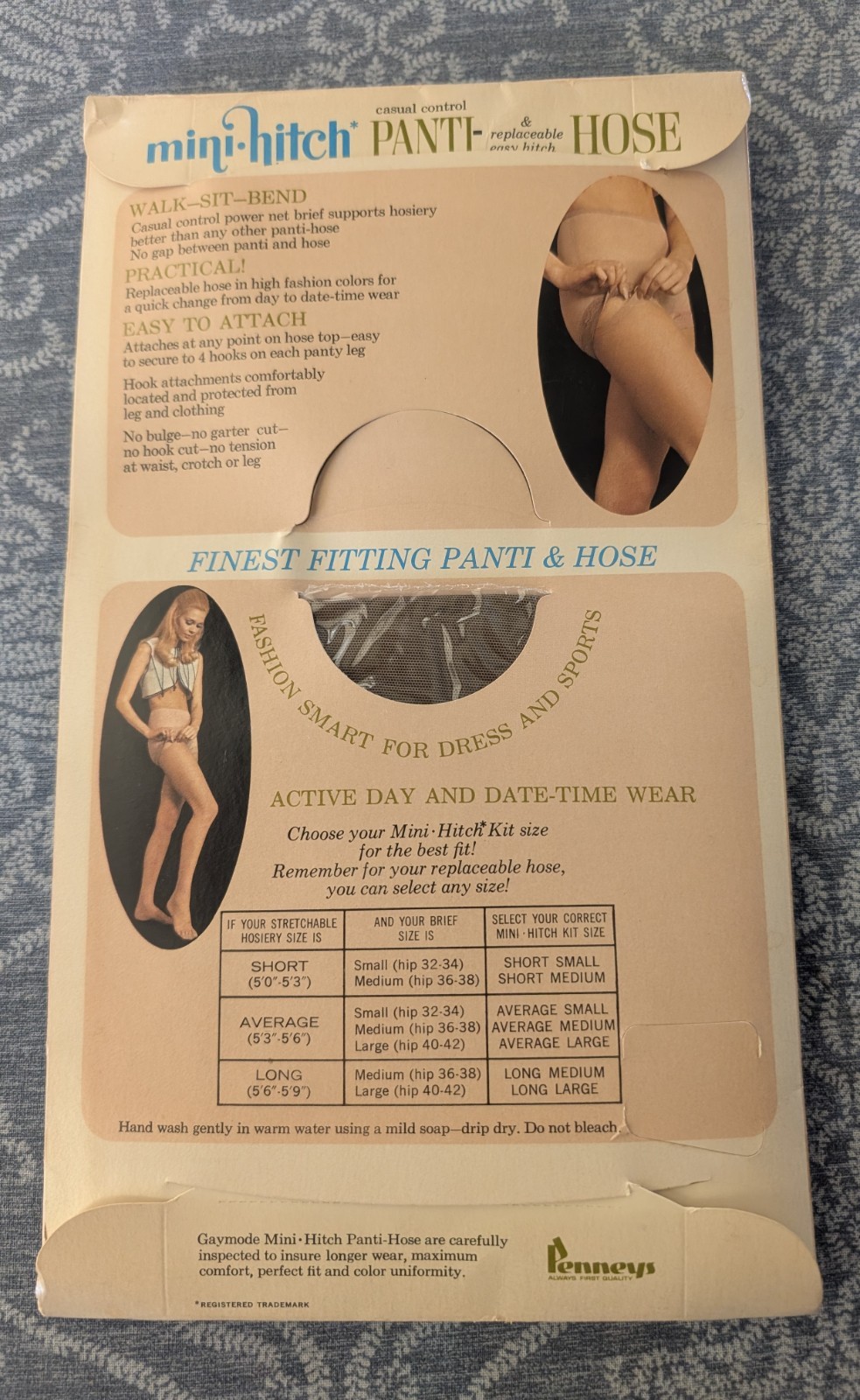 Vintage Gaymode Mini Hitch Panti And Hose Average Hip L Coffee Bean 2 Pc NWT