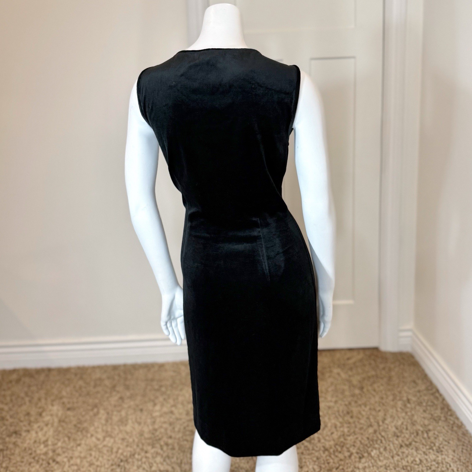 Vintage 60’s MISSONI x BULLOCK’S VELVET DRESS M 44 Black Midi Party Bodycon Sexy