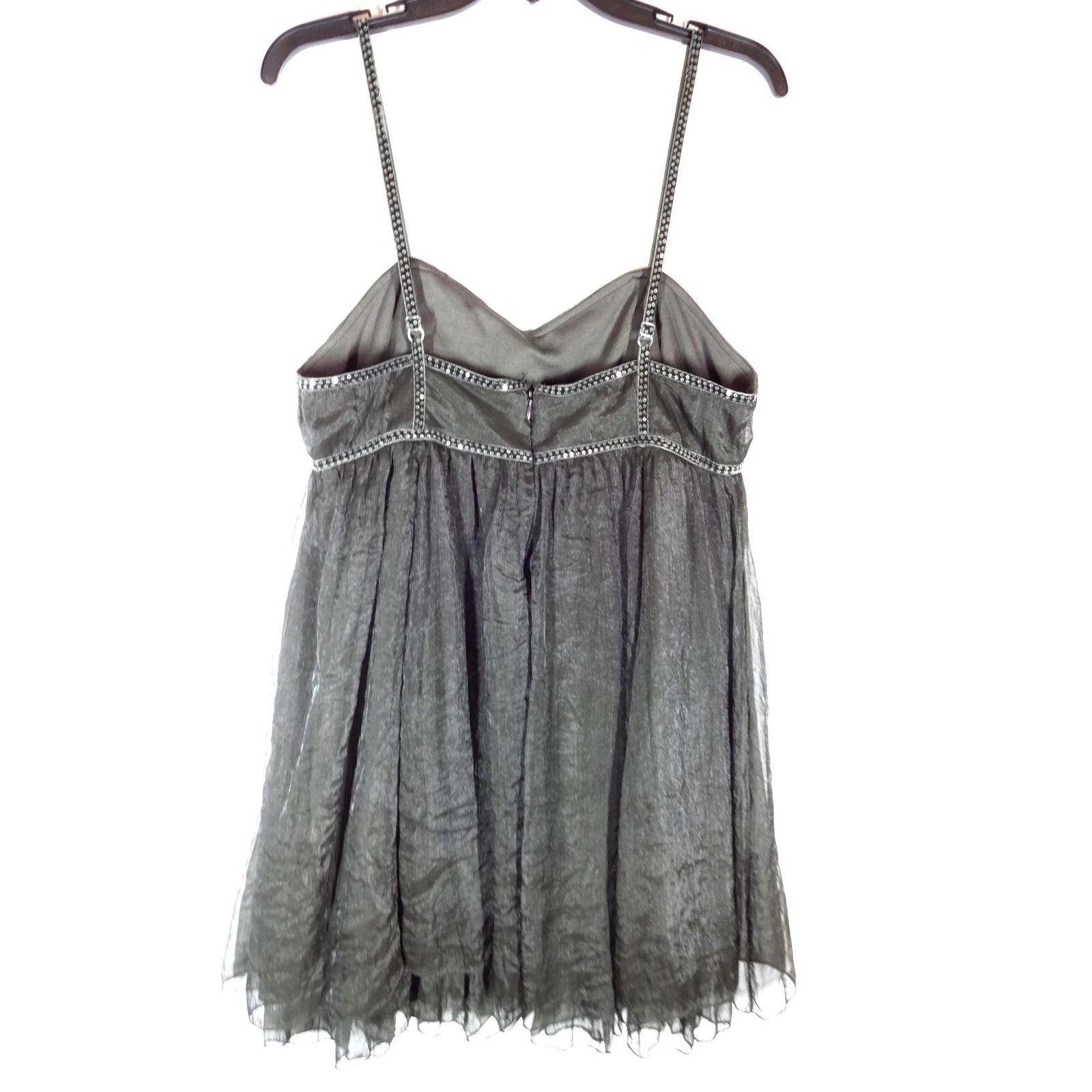 Vintage Y2K Pinky Babydoll Dress Large Gray Black Sequin Trim Whimsigoth Fairy