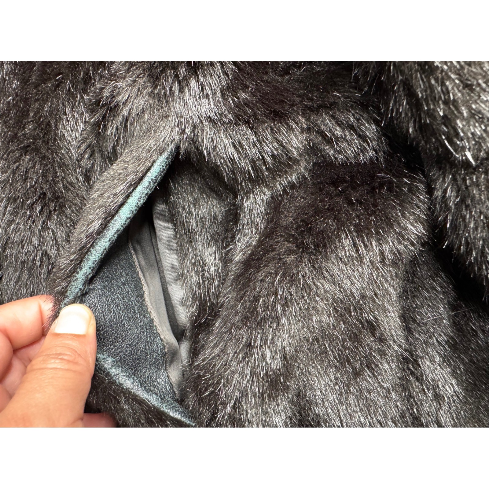 Vintage Monterey Fashions Faux Fur Coat Brown Silver Shawl Collar Size 16 USA