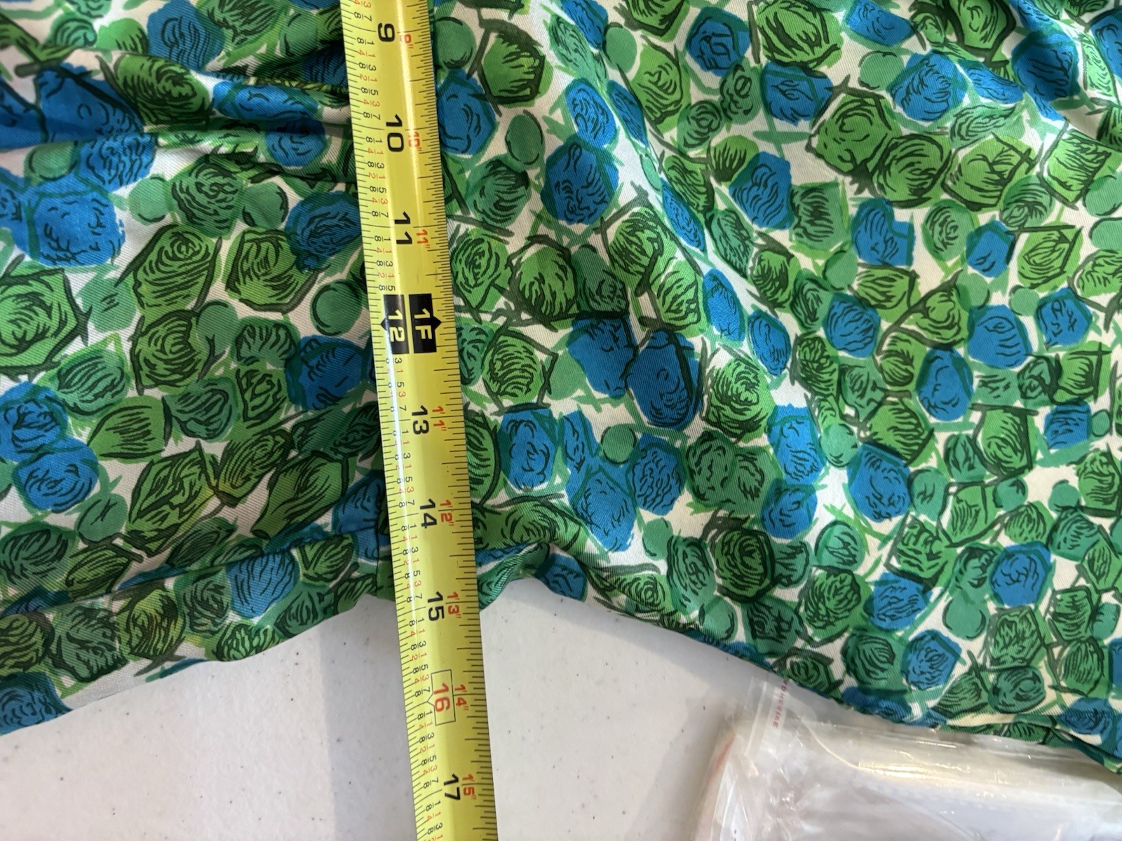 Vtg 60s Wiggle Dress Sheath Green Geomentric Print MCM Retro Garden party M FLAW