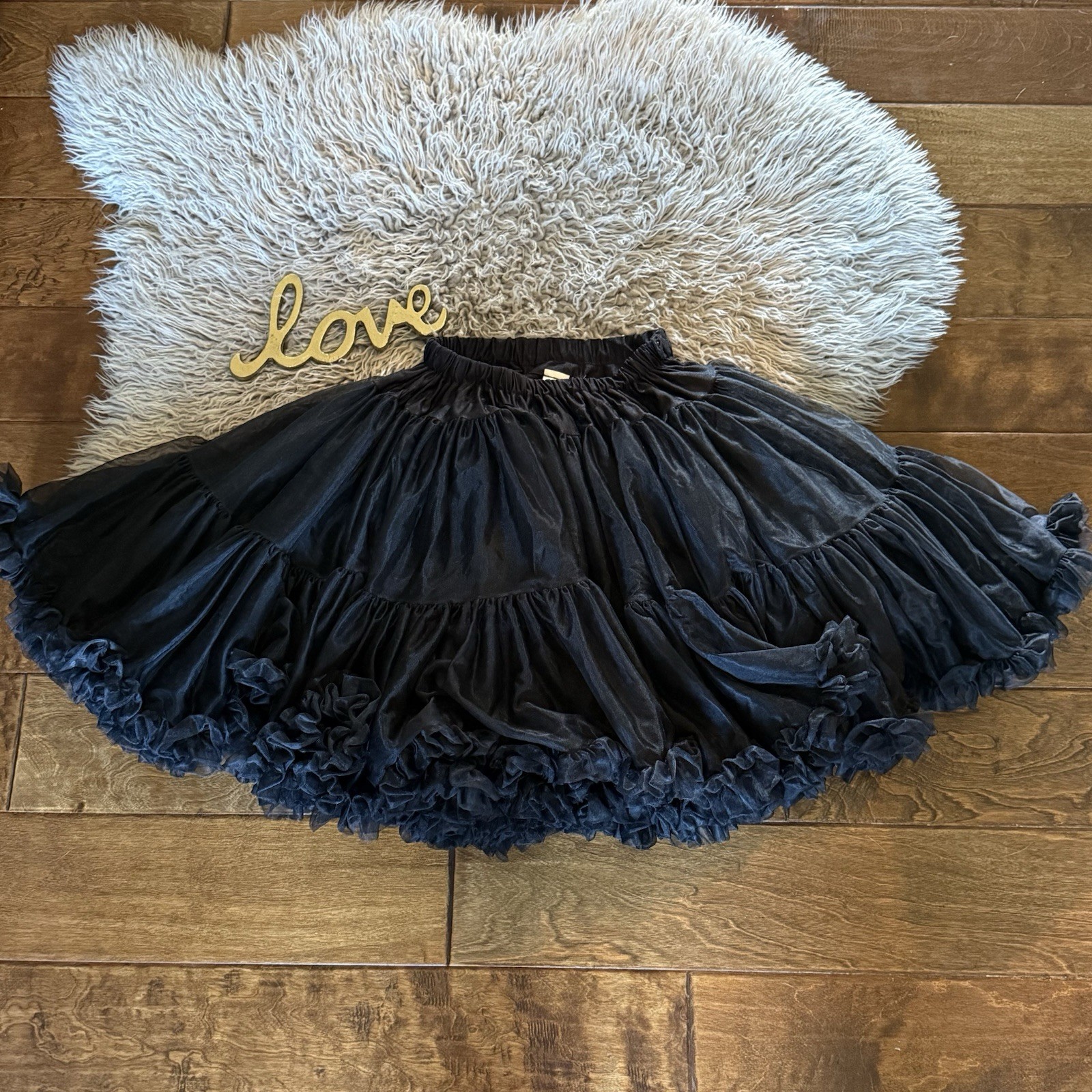 Vintage Malco Modes Black Crinoline Petticoat Skirt Rockabilly Pinup Size P