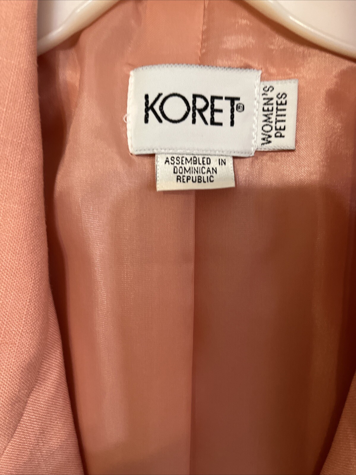 Vintage Koret Apricot Peach Lined Blazer Jacket Plus Size 18W Petite Lined