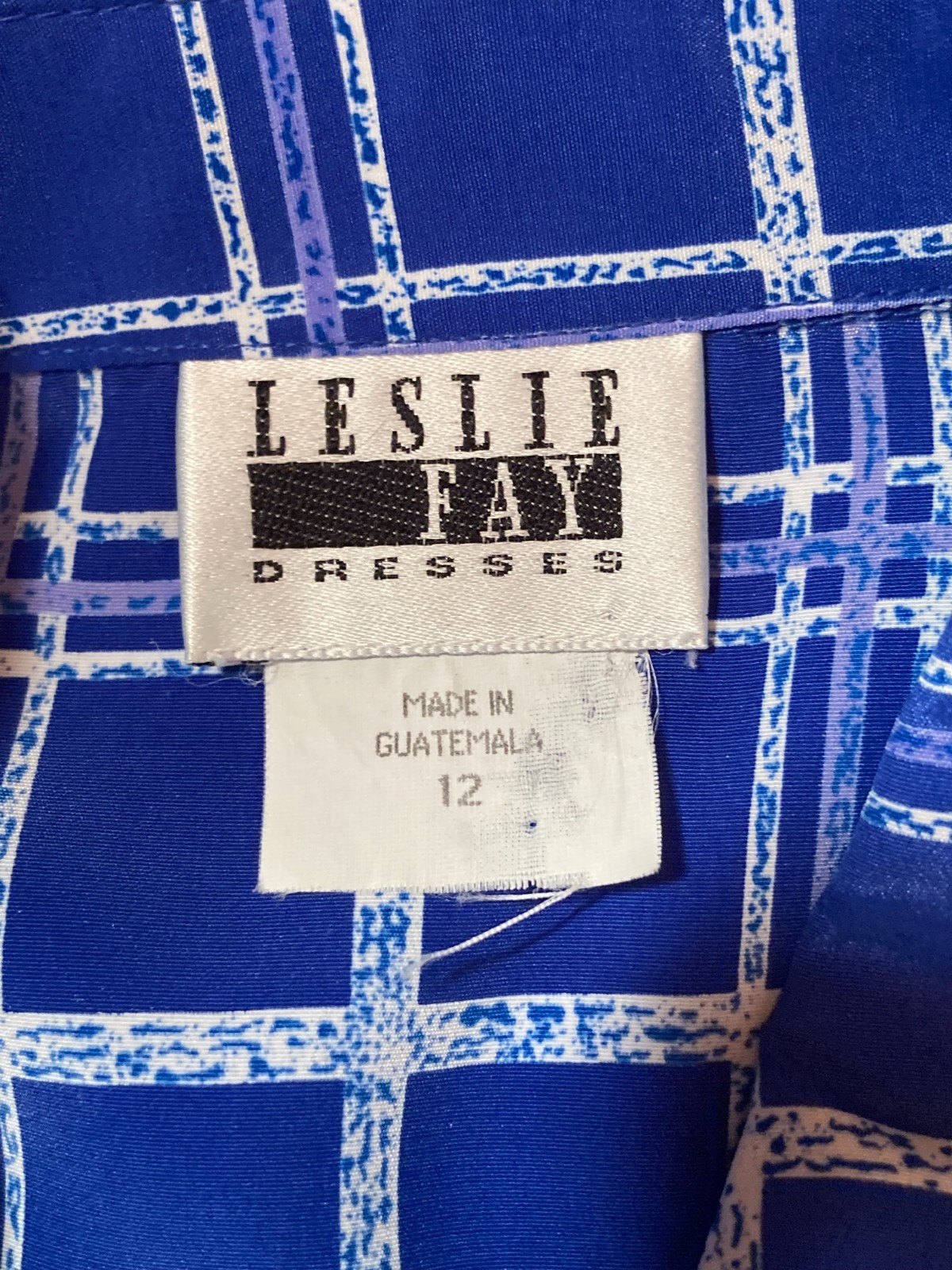 Vintage Blue Plaid Dress Size Large 90s Retro Secretary Academia Twee Preppy