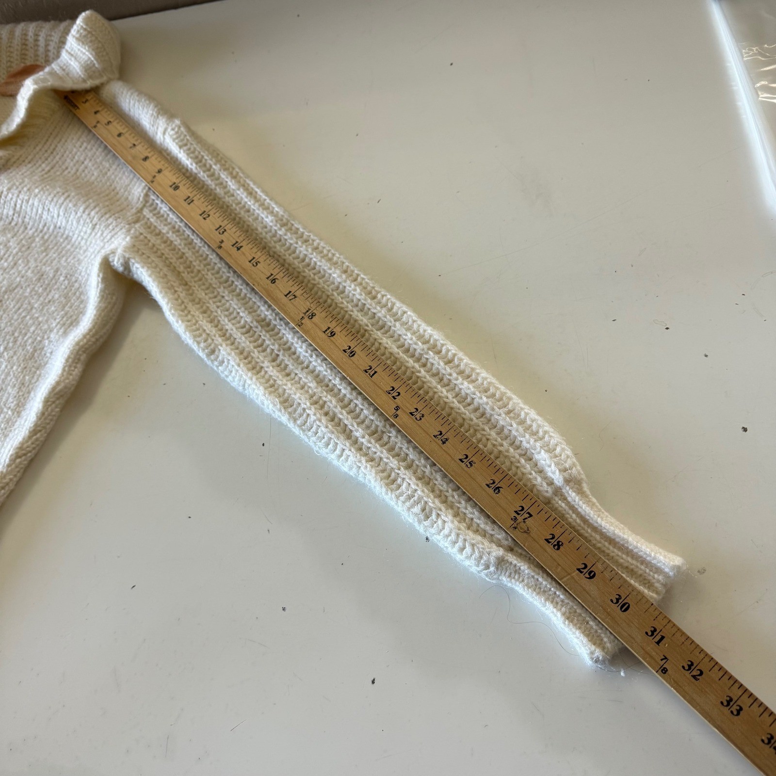 Courreges Hommes Paris Vintage Cream Shawl Collar Knit Sweater Made in France 1