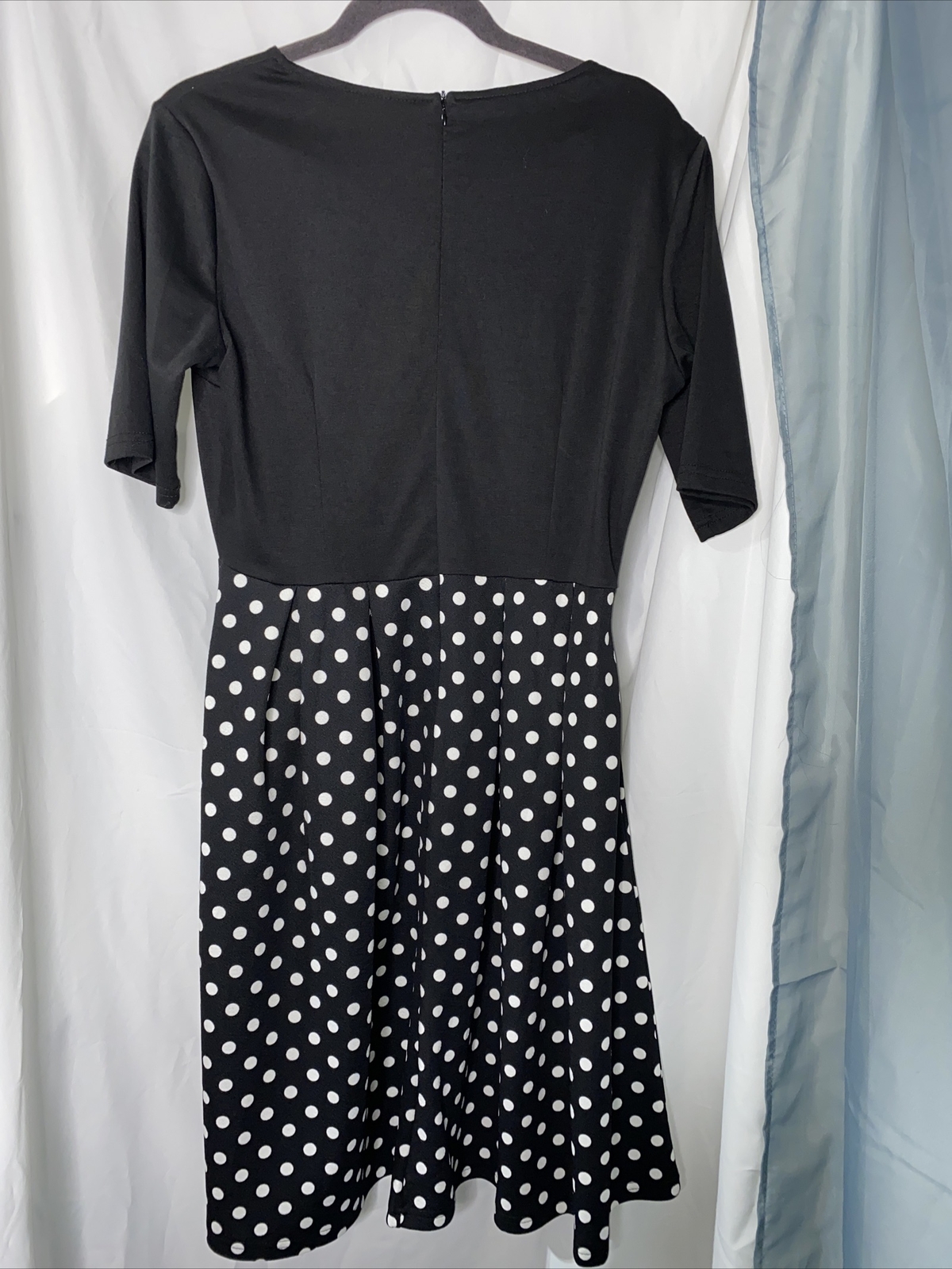 Women’s Vintage Patchwork Pockets Puffy Swing Casual Party Dress XL All Black