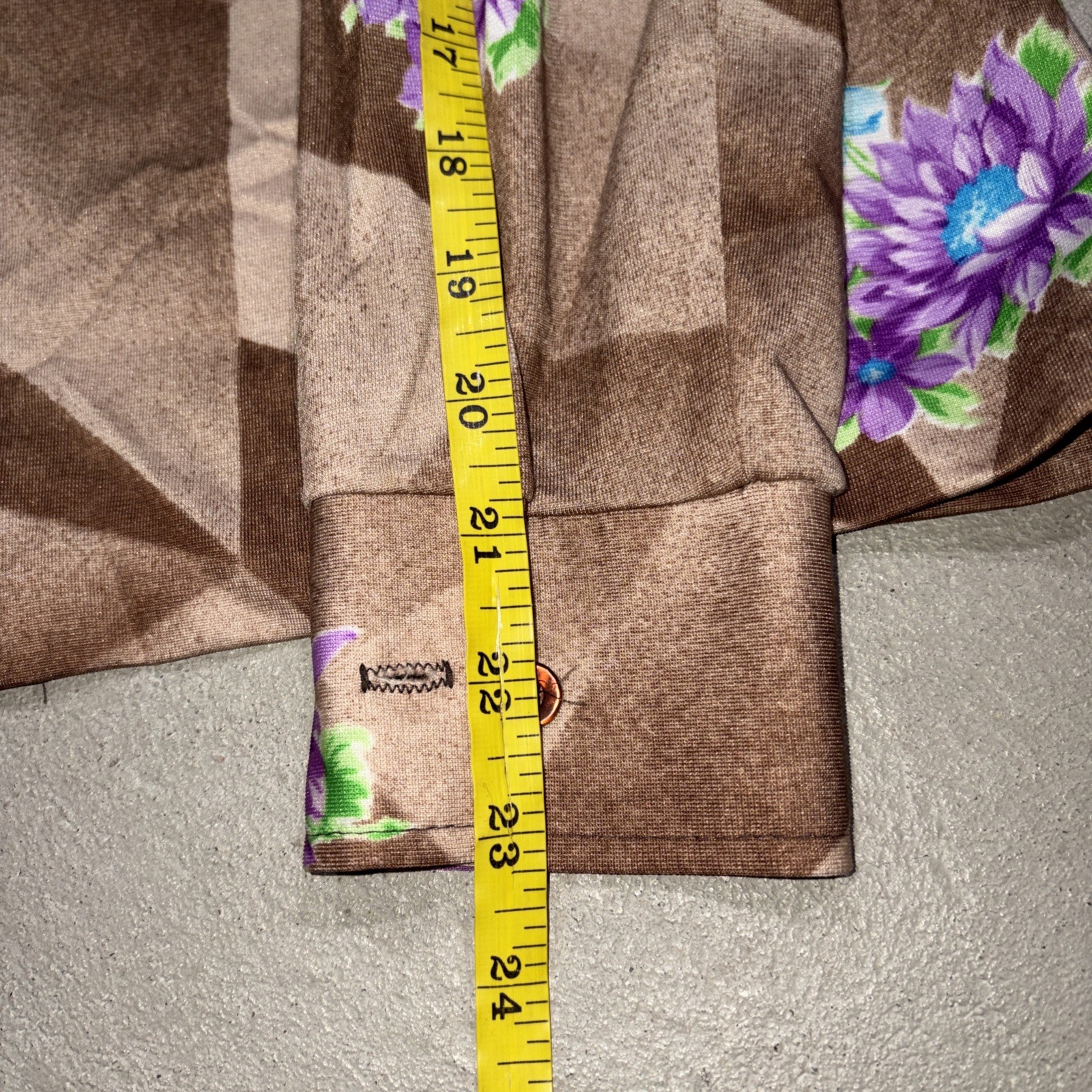 Vintage 70s Pykettes Women’s Geometric Floral Print button Long Sleeve Shirt