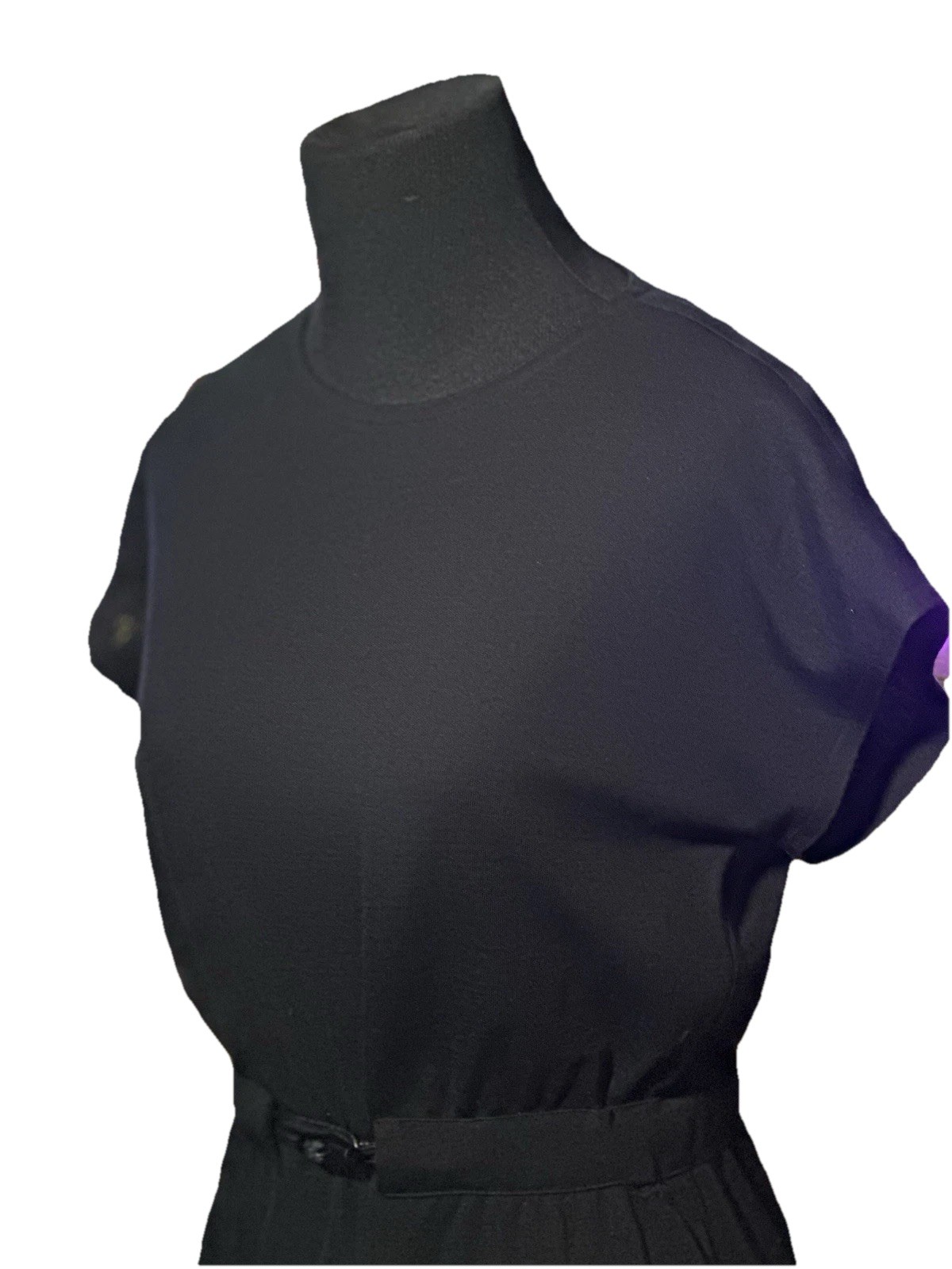 Vintage 70s Pedestal Saks Fifth Ave Black Polyester Batwing Top Size S/M