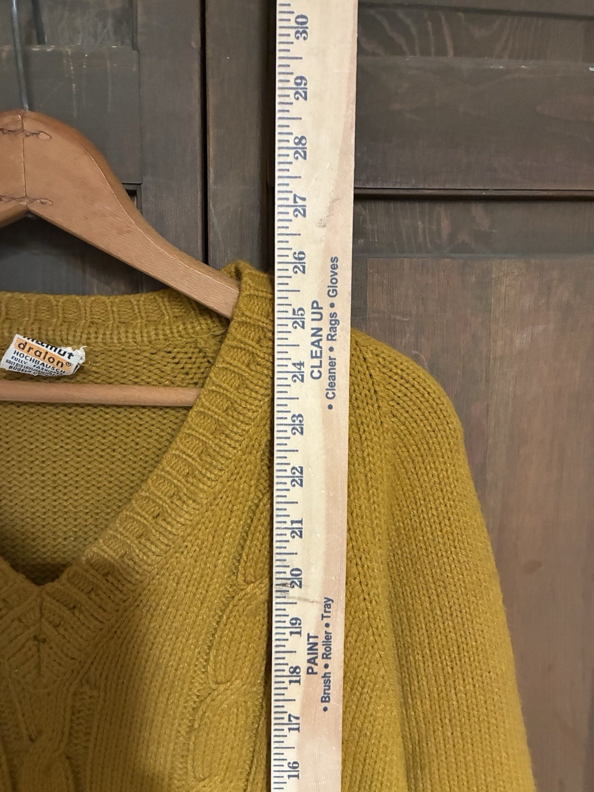 Vintage 1960’s Mustard Yellow Mamut Dralon Wool Sweater German Brand V-Neck