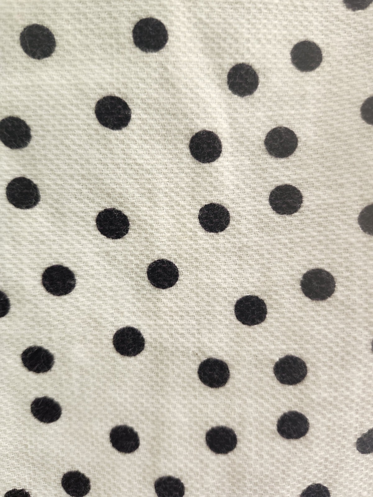 Vg 50s Dress White w/Black Polka Dot Fitted Waist Lrg Button Front W Pockets S/M