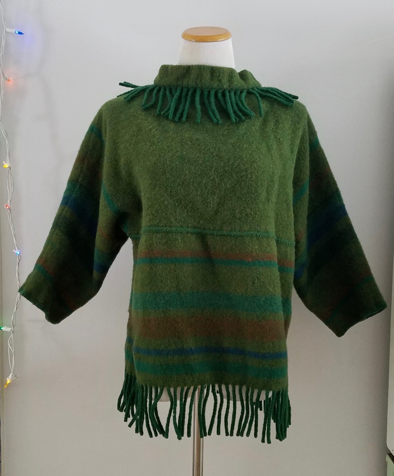 Vtg 60s-70s Lapp Lander Nordic Felted Wool Striped Sweater w/Fringe – Sz M/40