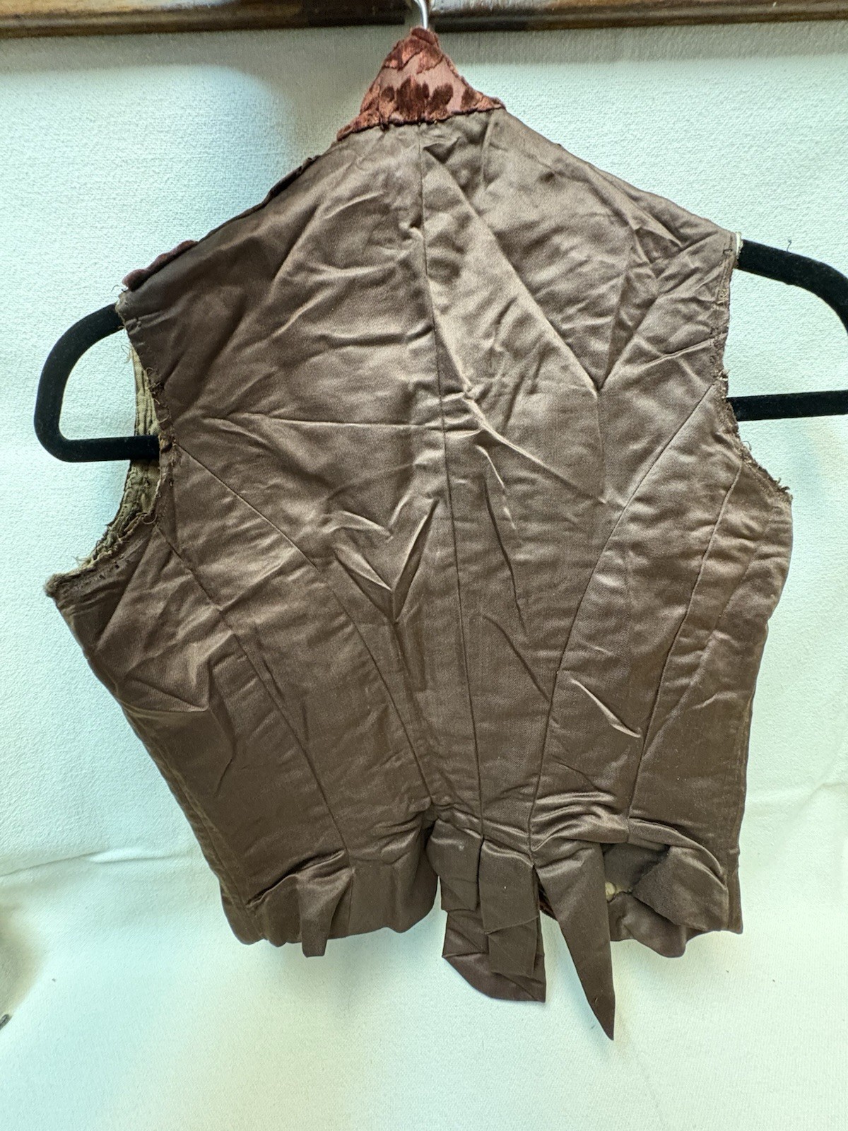 Antique Victorian Satin Velvet Brocade Corset Vest Undergarment Top