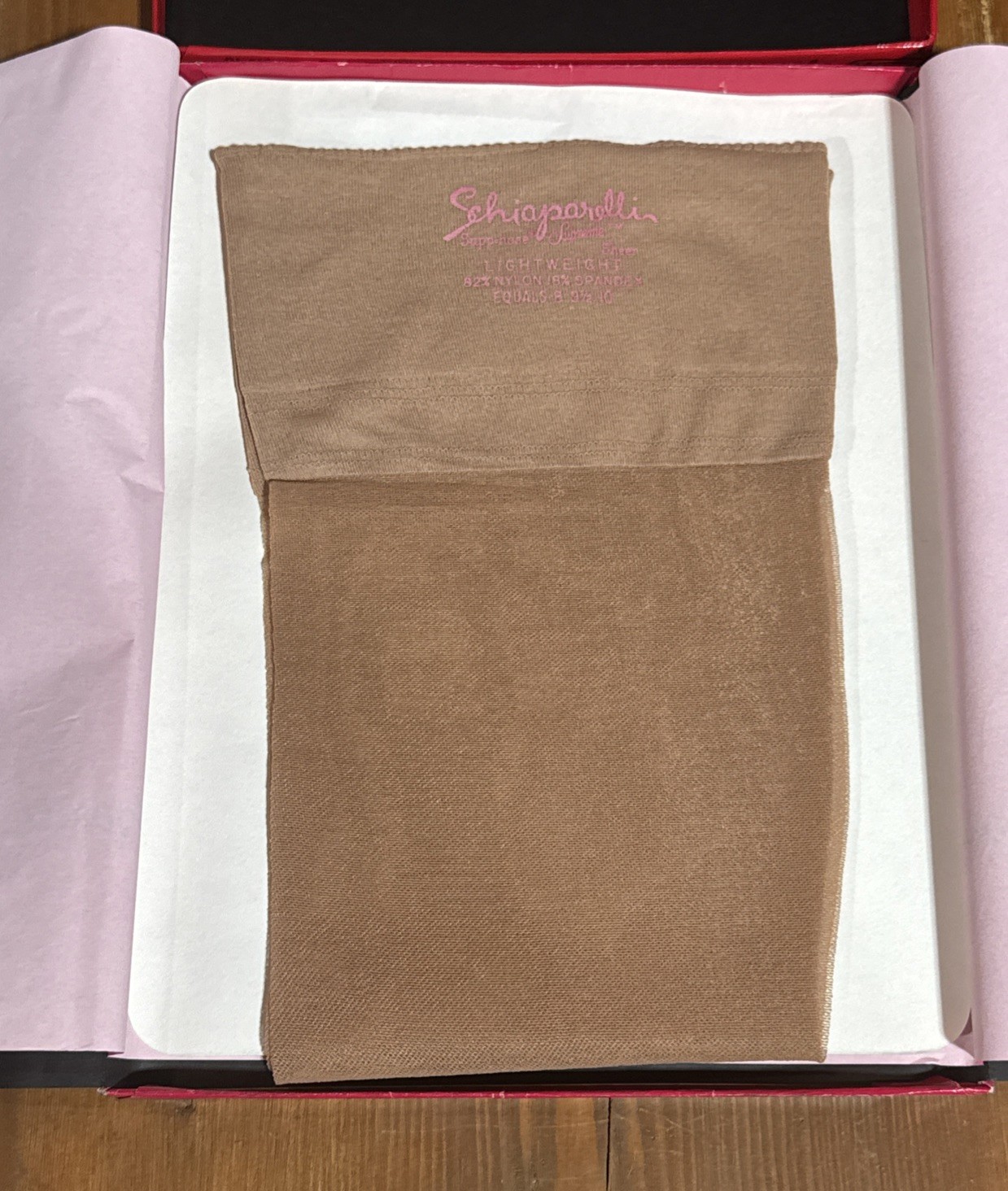 Vintage 50s SCHIAPARELLI SUPP-HOSE Sheer Stockings Garter Top 9-1/2 XL NIB