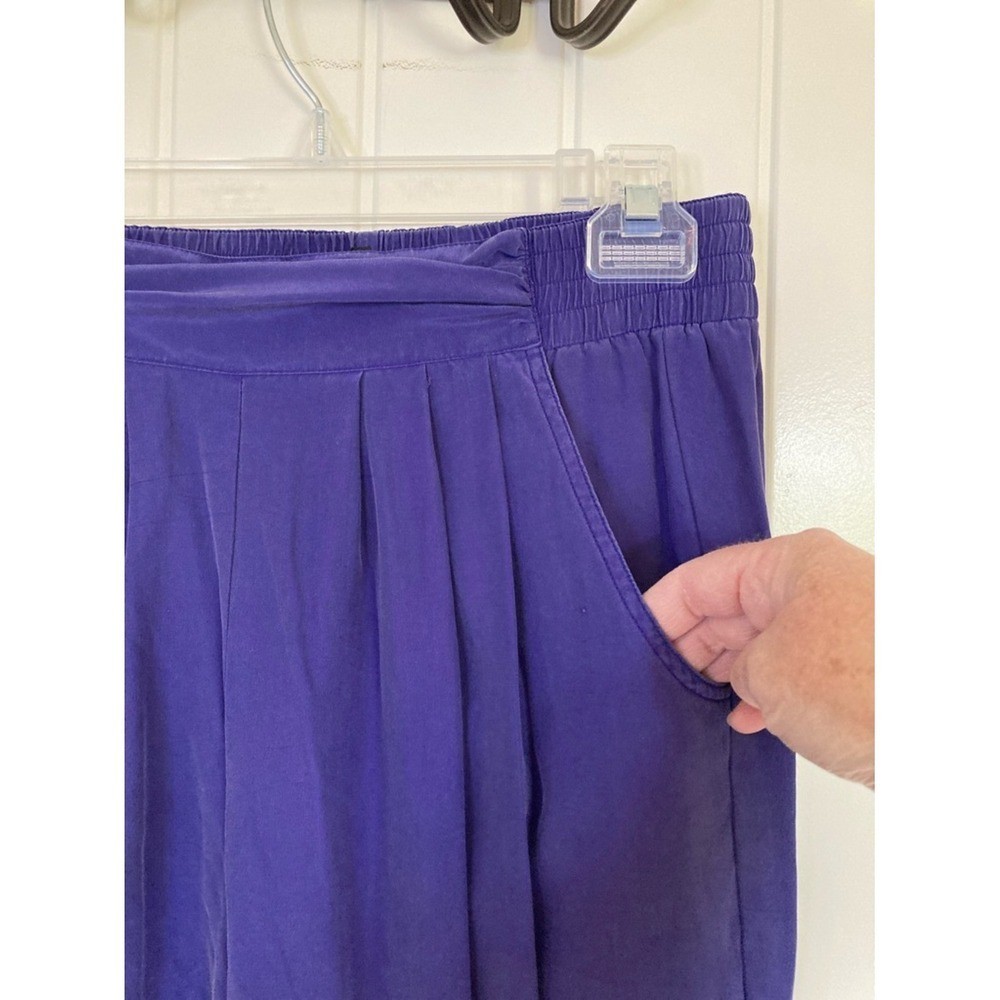 Vtg Carole Little Purple Three Piece Silk Pants Jacket Top Set Size 8P 80s