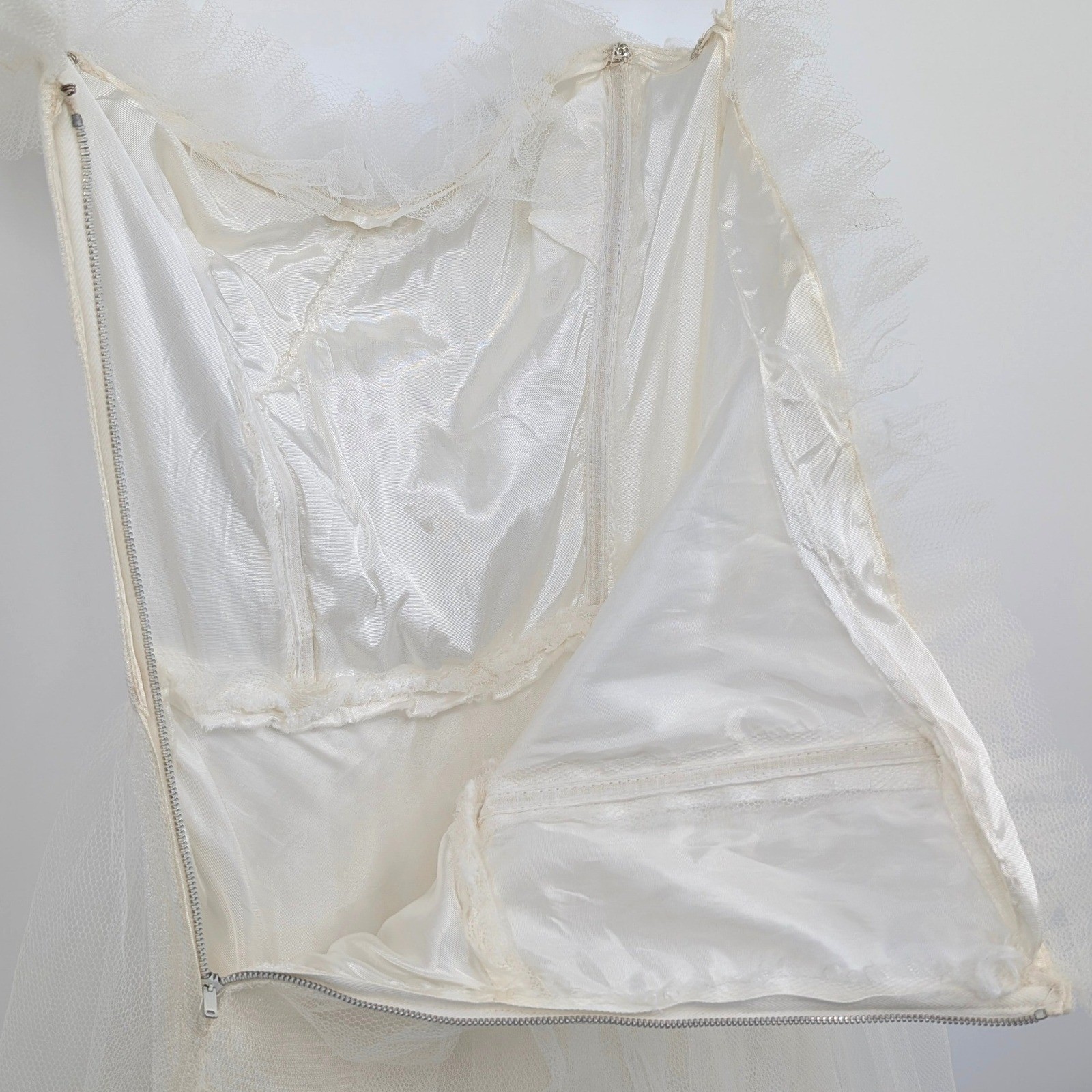 Vintage White Strapless Tulle Party Dress Detachable Shawl Fit & Flare Bridal XS