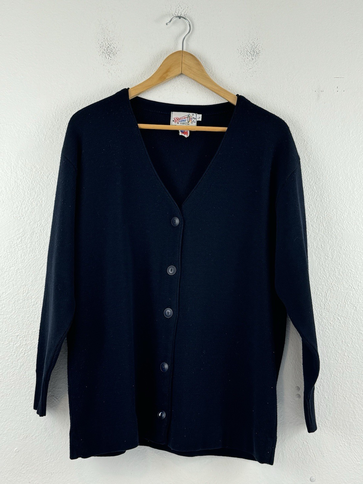 Vintage Broadway Supply California Navy Blue Cardigan Sweater Size L Womens