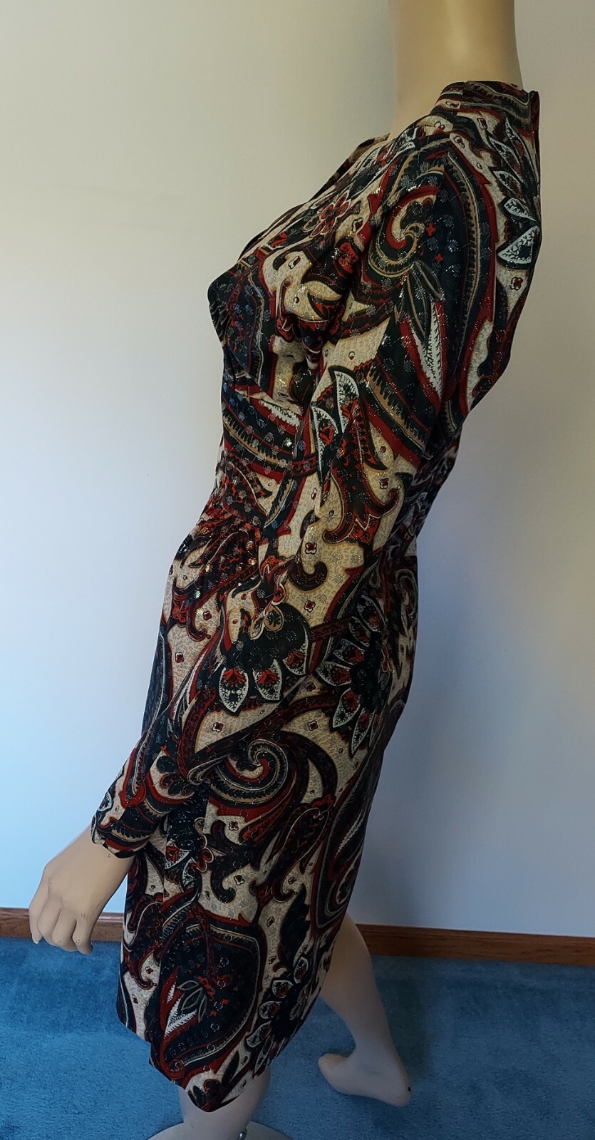 Vintage 80s/90s Dress Sparkle Paisley Cocktail Party/Dressy Wedding/Holiday