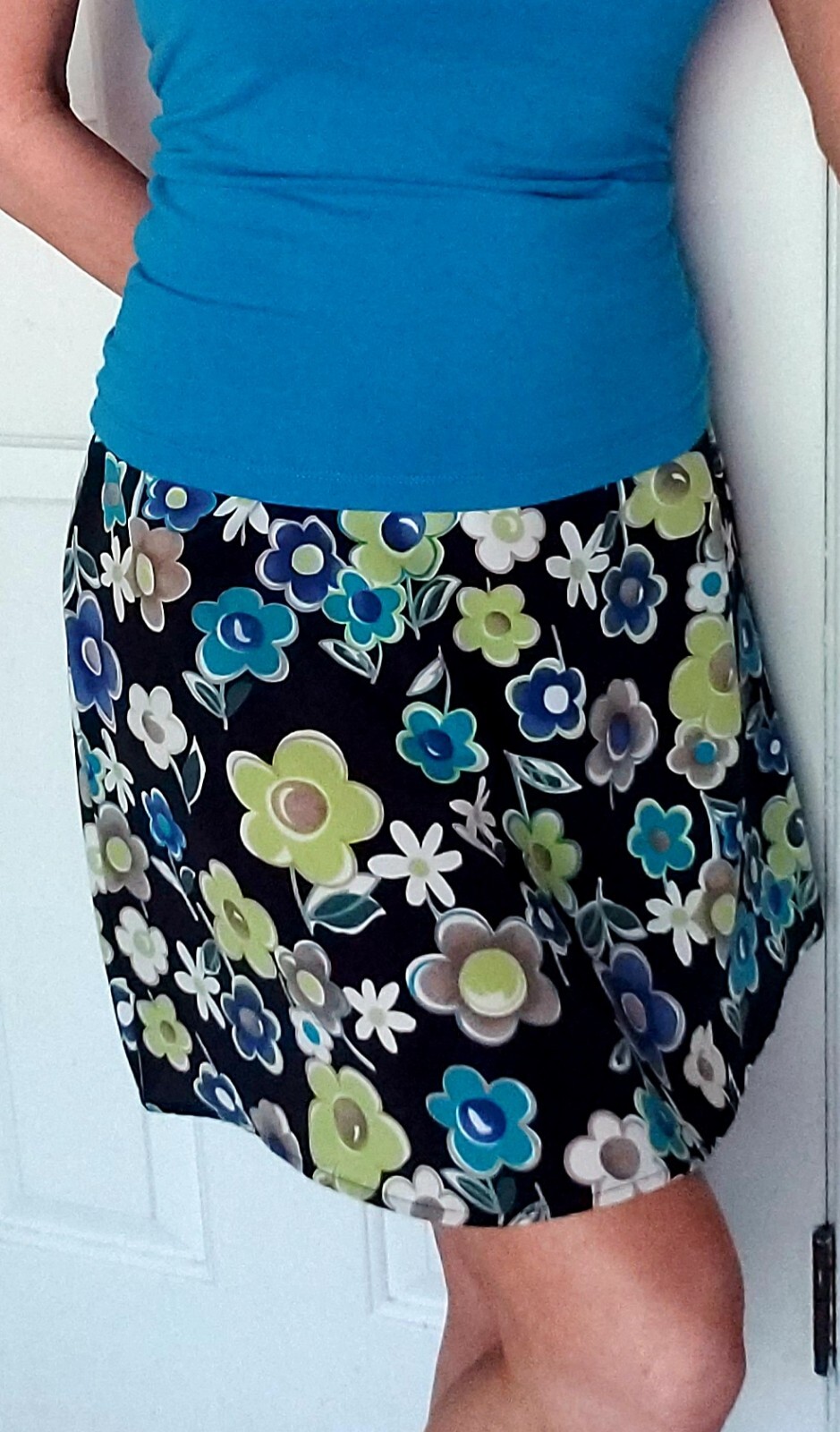 Vintage 90s Y2K Wrapper Sz 5/6 Floral Mini Skater Skirt Grunge High Rise Waist