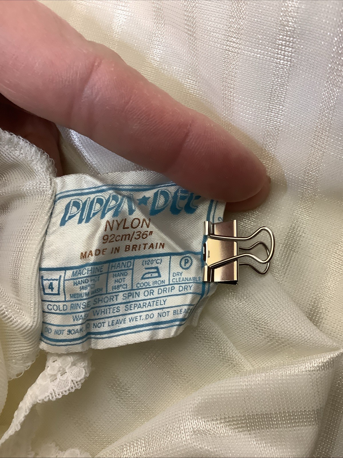 Vintage Silky Nightgown/Lingerie/Slip Pippa Dee Nylon 92cm/36″ White