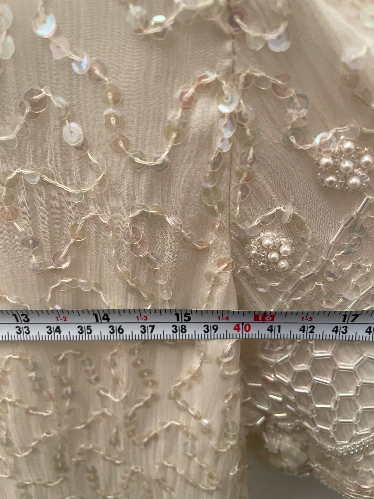 Vintage Large Brilliante by J.A. 100% Silk White Beaded dress Wedding