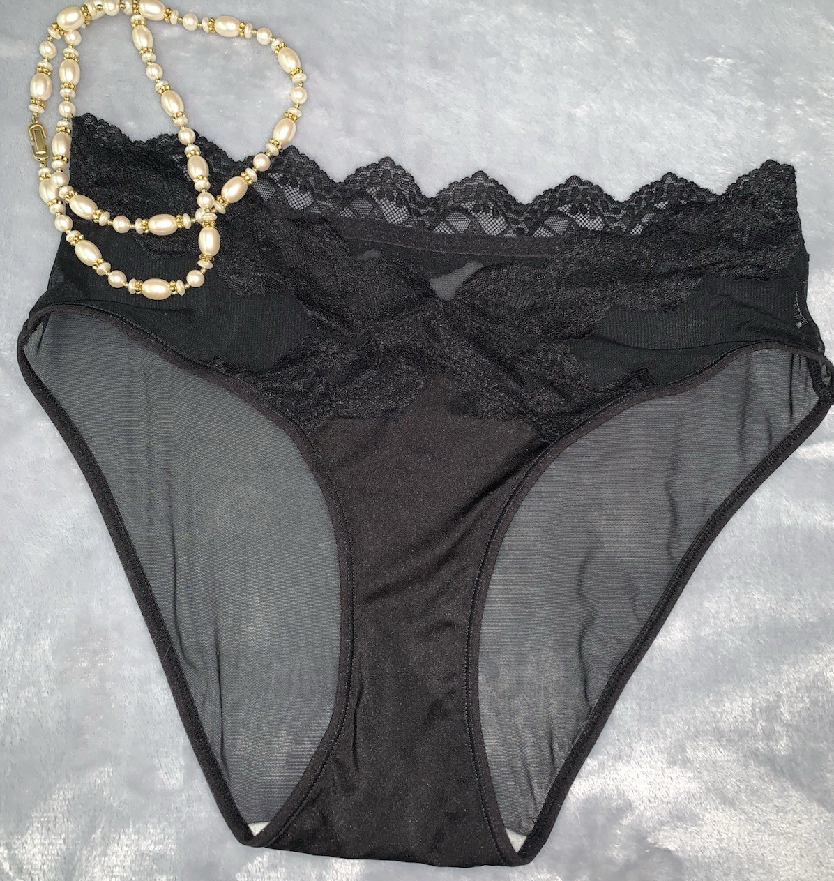 NEW Shiny & SHeeR Chiffon & Satin Bikini Panties M 6 Girly Romantic Panty