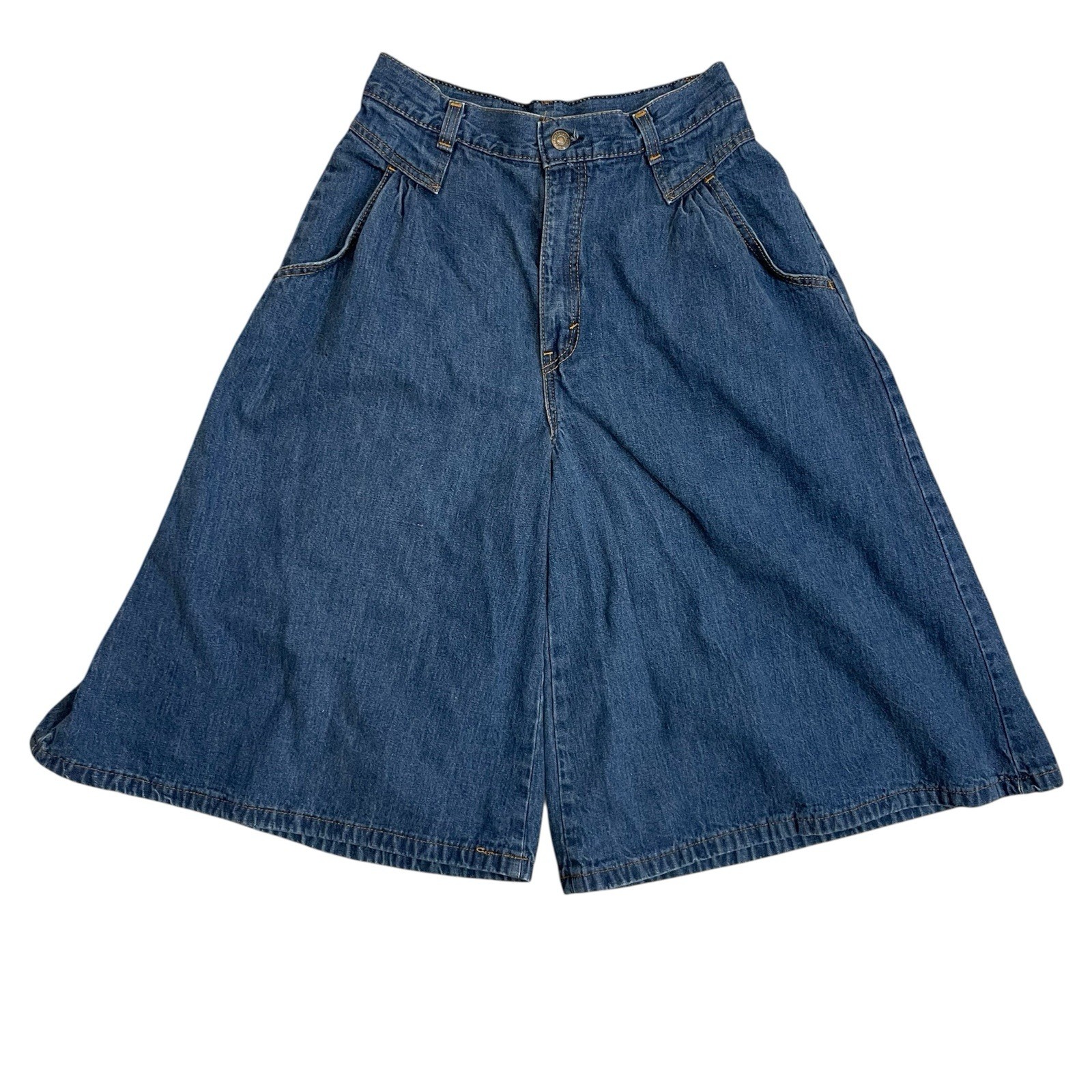 Levi’s Vintage 1970s Blue Denim High Waisted Wide Leg Culottes Jean Shorts sz 12