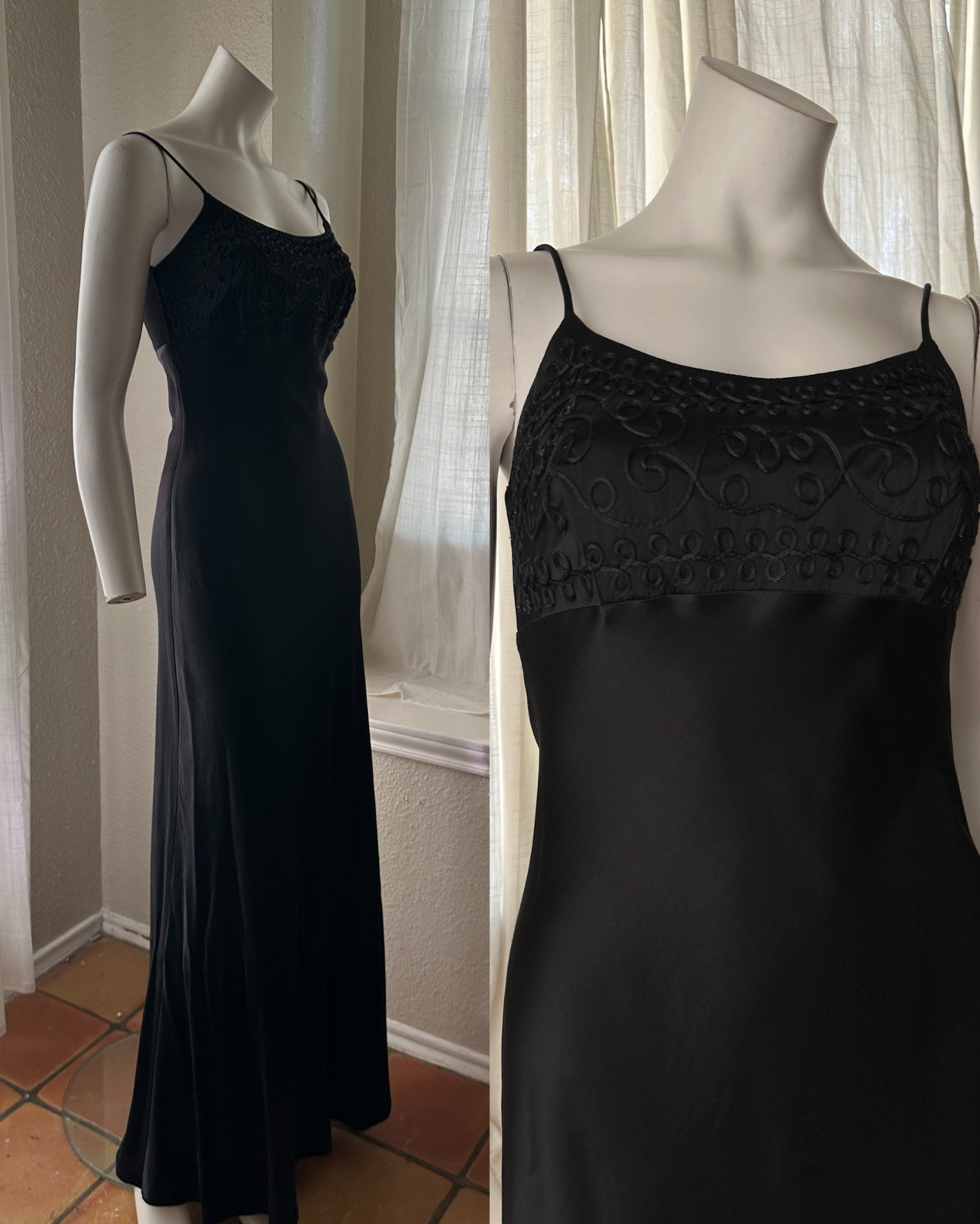 Vintage 90s Goth Grunge Vampy Satin Evening Dress Size Small