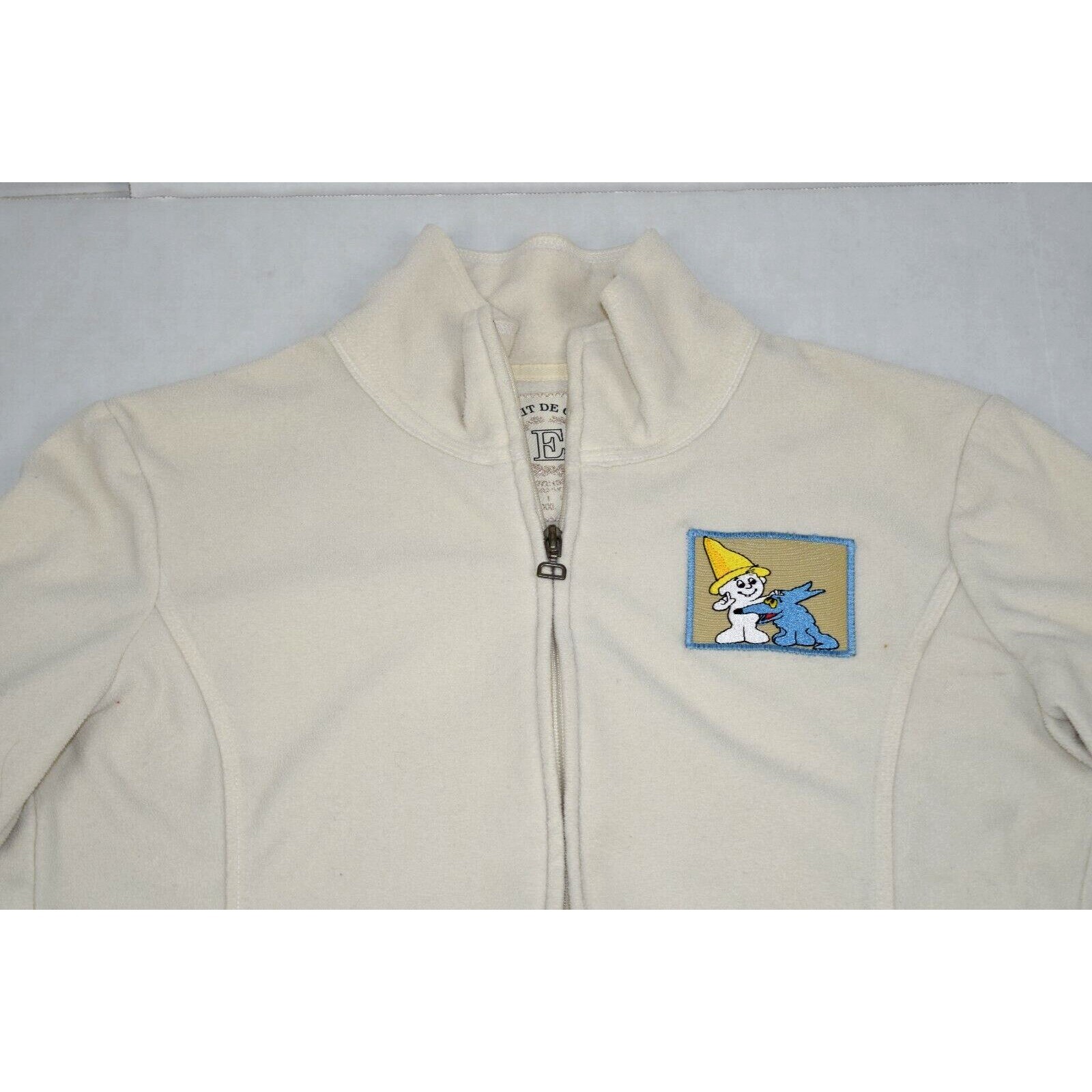 Vintage Jacket Esprit De Corp Size S/M 80s Ivory Fleece Oblio & Arrow Art Patch