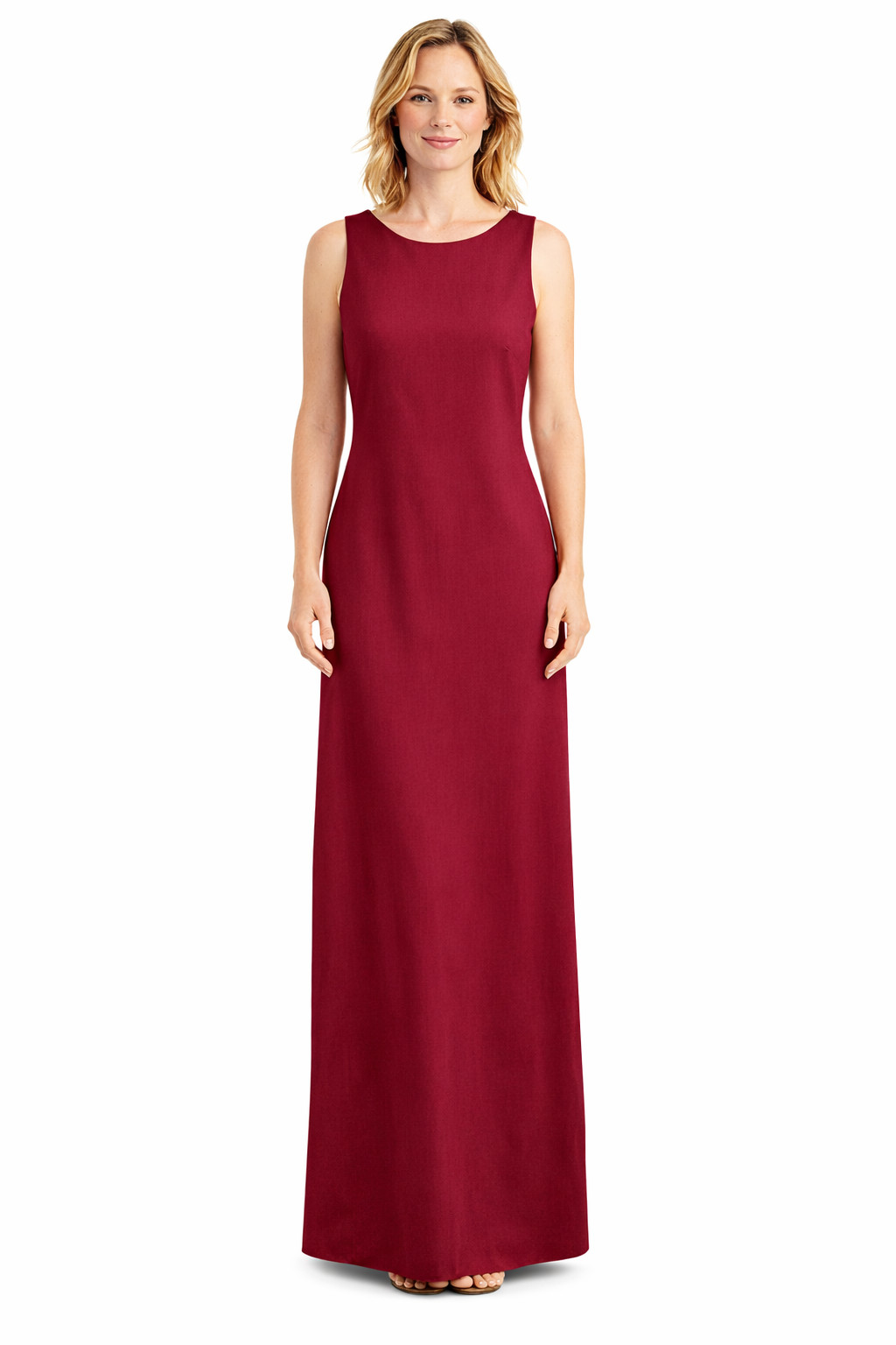 A-Line Burgundy Open Back Long Dress Size 12 – Elegant Evening Wear