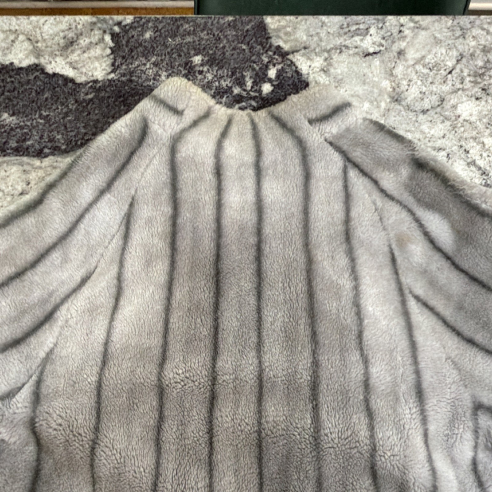 Vtg 1960s Faux Fur Stroller Coat Grey Stripe Yellow Floral Satin Circa1959-1964