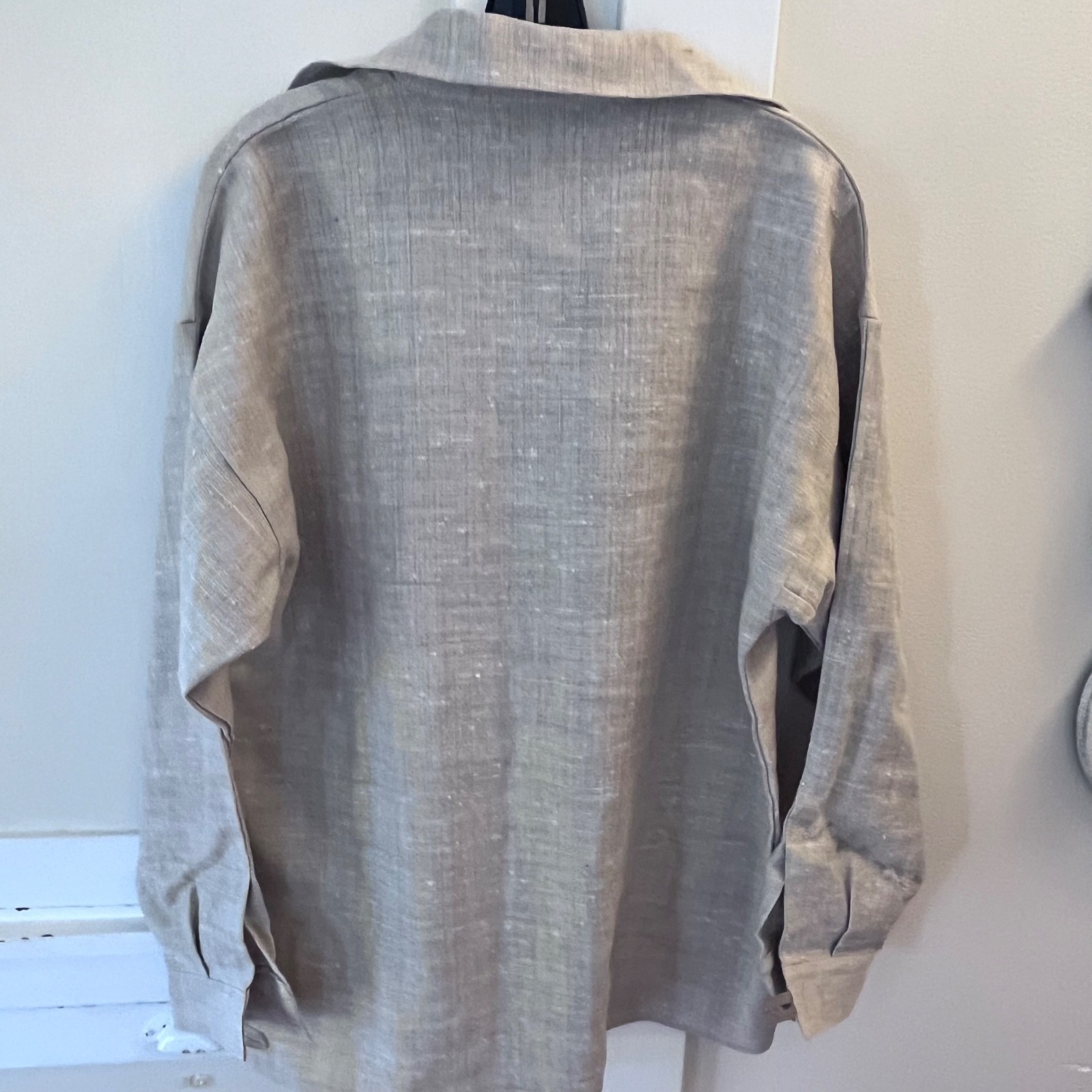 RARE Vintage 70s KINSALE SMOCK Moygashel 100$ Linen Fisherman Top Sz L